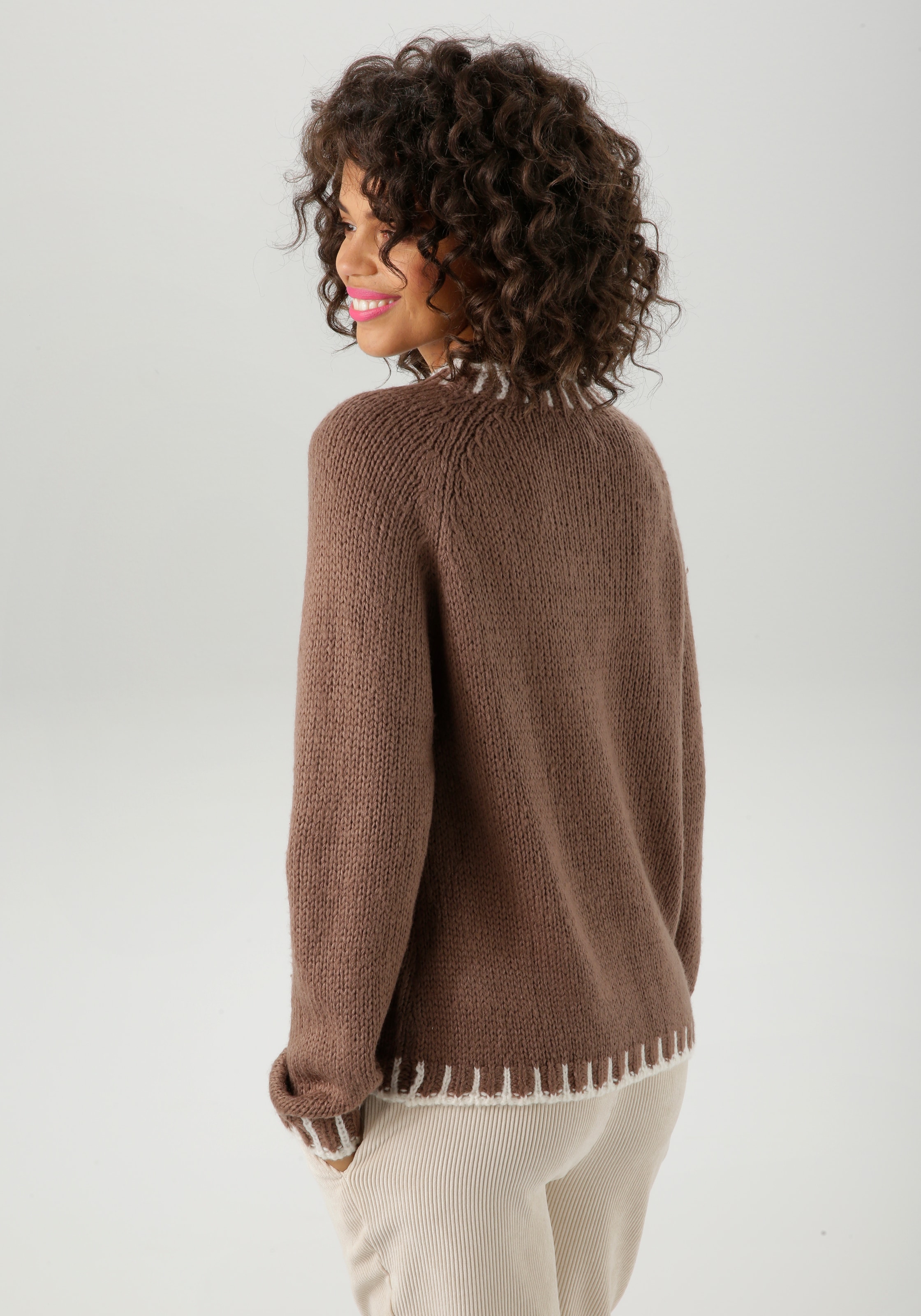 Aniston CASUAL Strickpullover, mit gemusterten Bündchen - NEUE KOLLEKTION