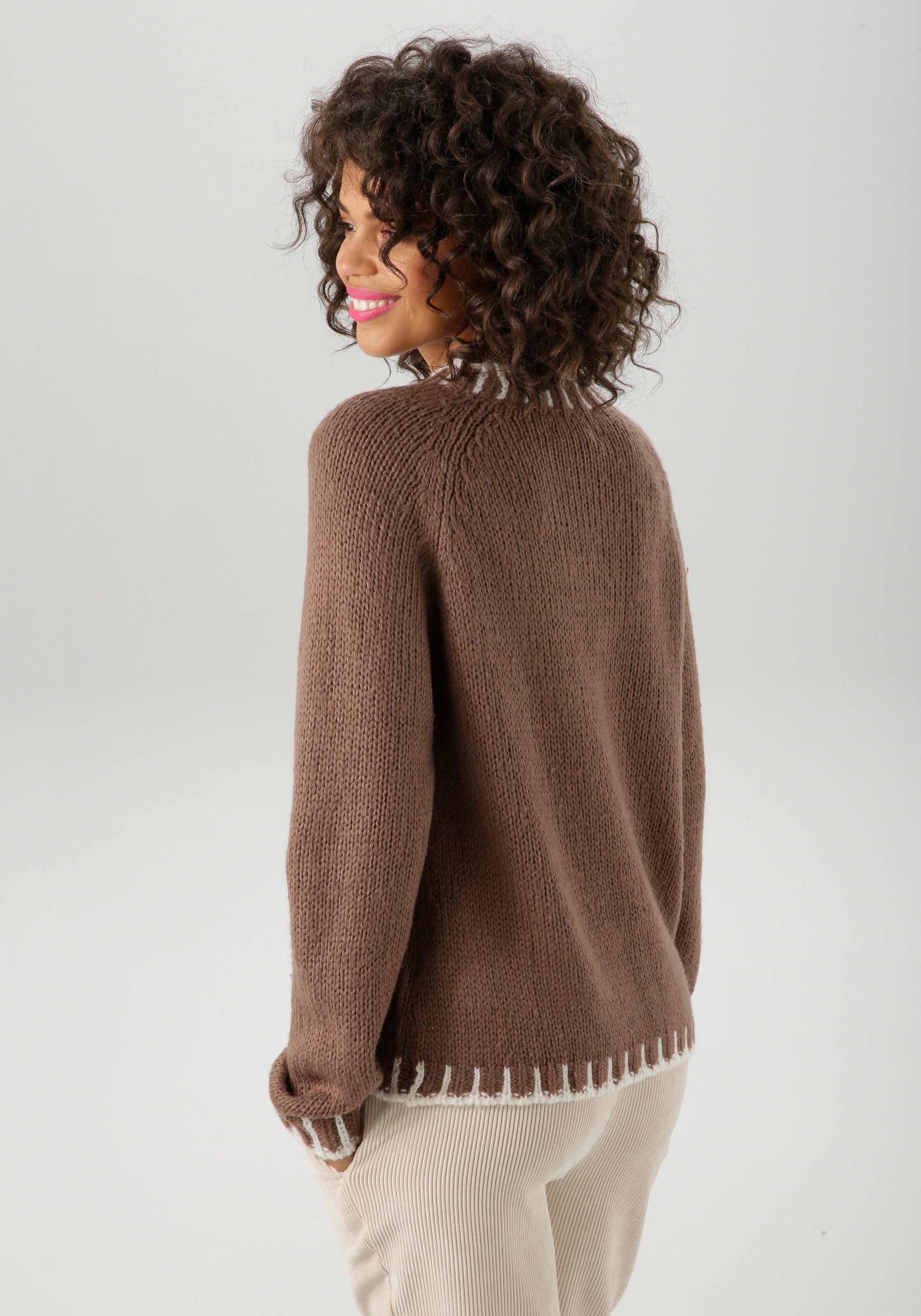 Aniston CASUAL Strickpullover, mit gemusterten Bündchen - NEUE KOLLEKTION günstig online kaufen