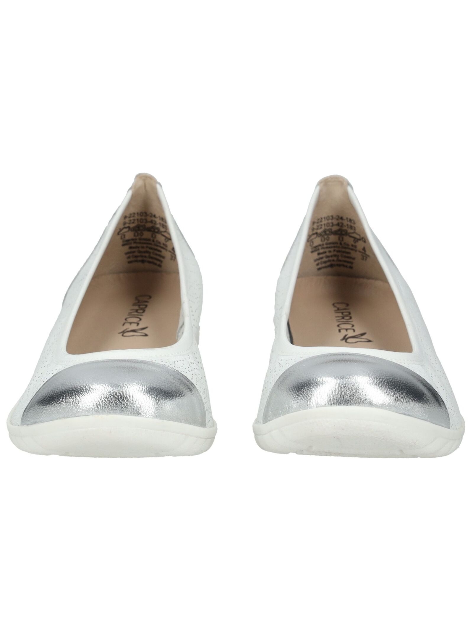 Ballerina CAPRICE "Caprice Ballerinas Leder", Damen, Gr. 40, silber (weiß, silber), Leder, Schuhe Ballerina 2