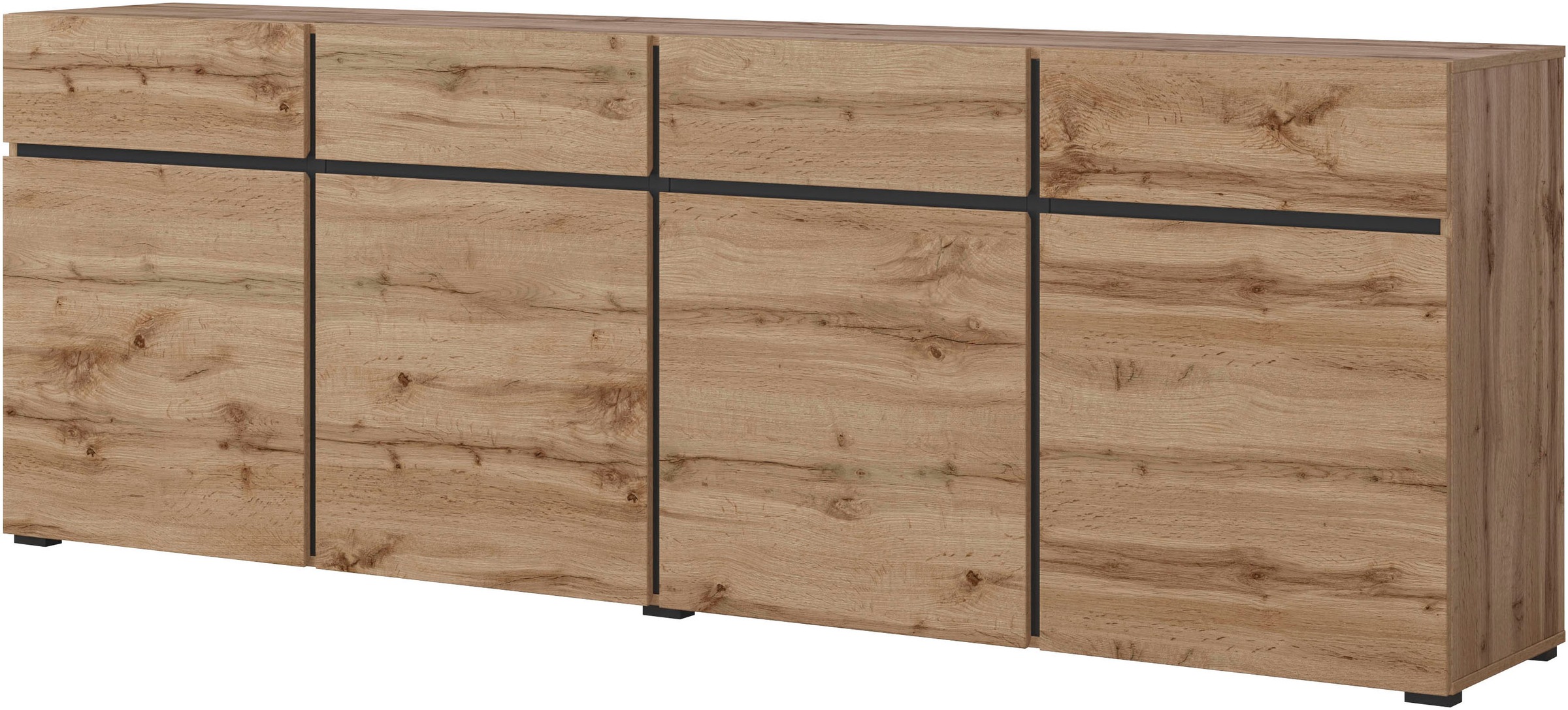 INOSIGN Sideboard "Cross,Breite 225 cm, moderne grifflose Kommode,4 Türen/4 günstig online kaufen