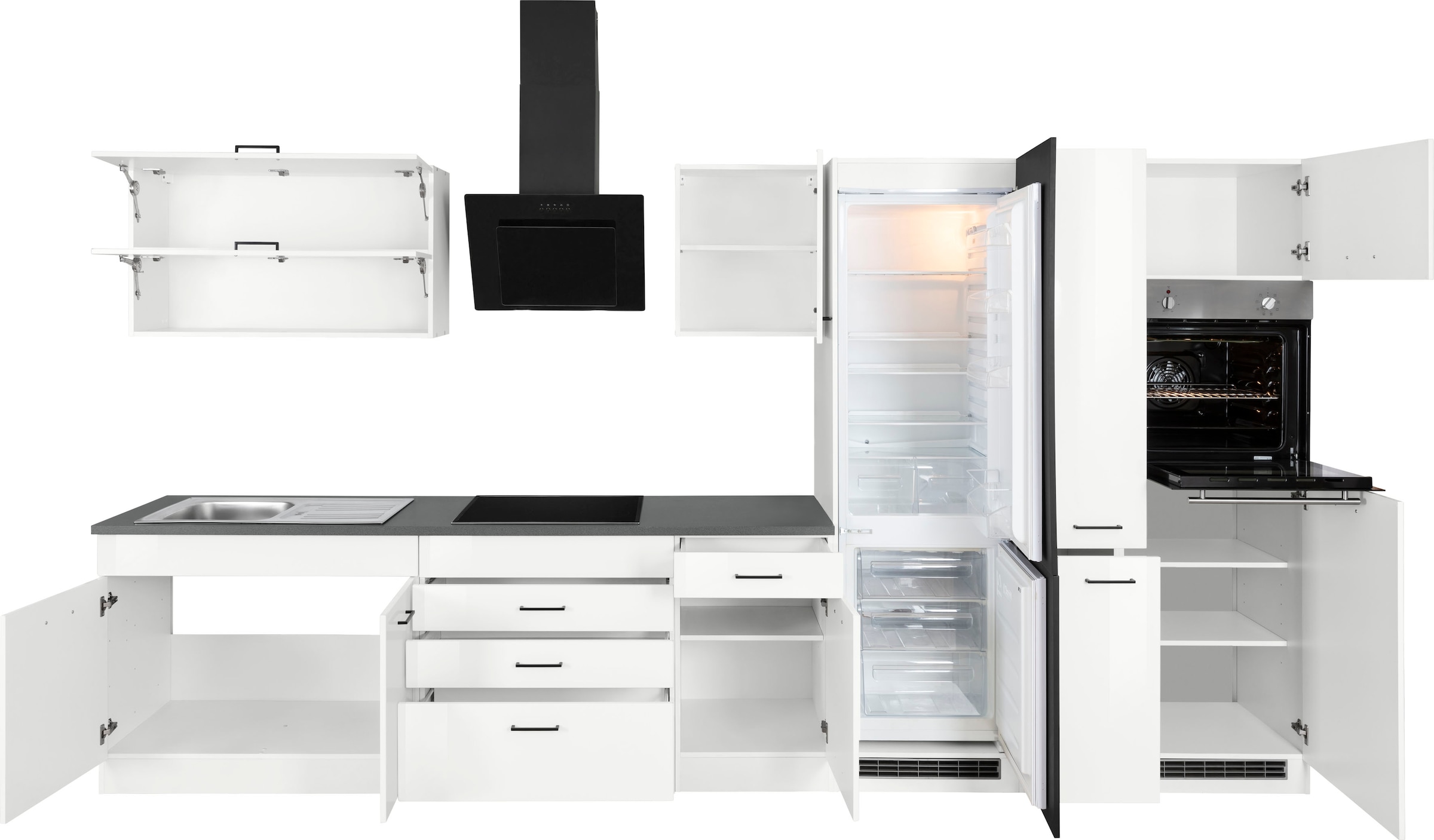 KOCHSTATION Küchenzeile »KS-Trier« mit E-Geräten, Breite 380 cm