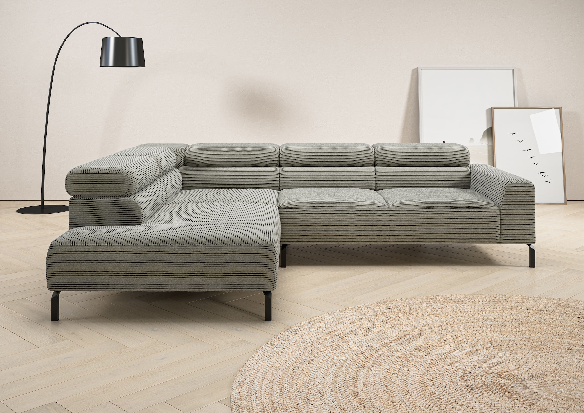 Places of Style Ecksofa "Antonelli, L-Form, inkl. Kopfteilverstellung, Brei günstig online kaufen