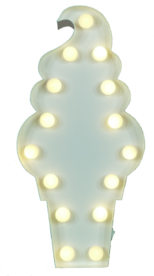 MARQUEE LIGHTS LED Dekolicht »Icecream«, 15 flammig, Leuchtmittel LED-Modul | LED fest integriert, Wandlampe,Tischlampe Eis, Eistüte, Eiscreme 15 Leuchtmittel - 11x23 cm