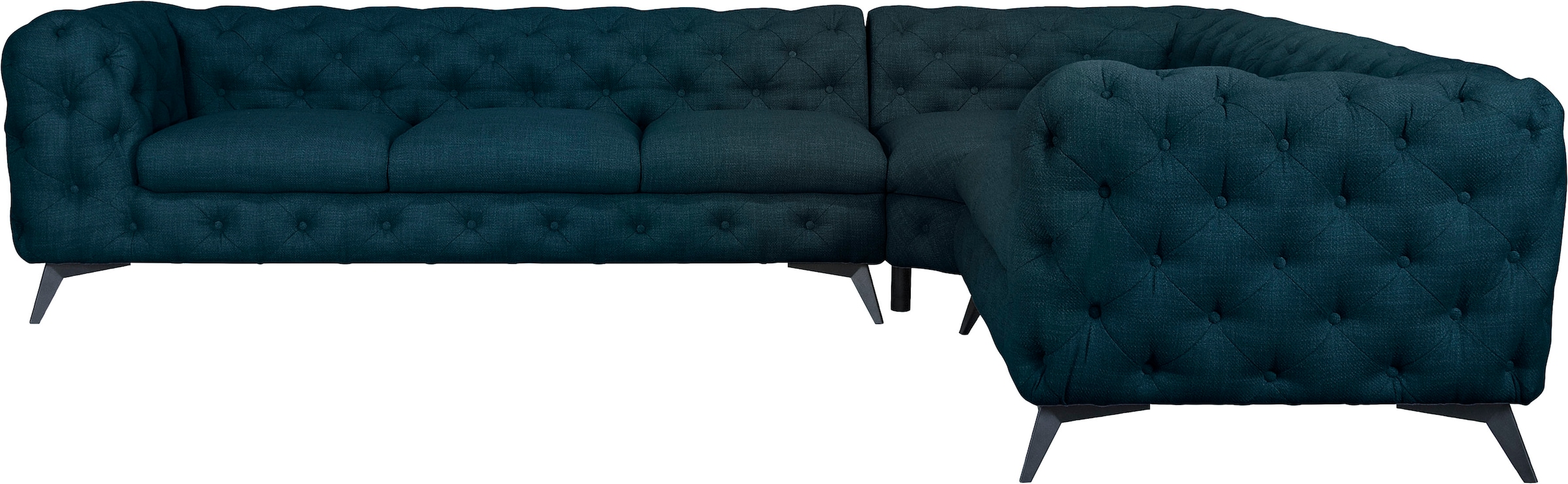 Leonique Chesterfield-Sofa "Ecksofa GLYNIS L-Form mit Wellenunterfederung, günstig online kaufen
