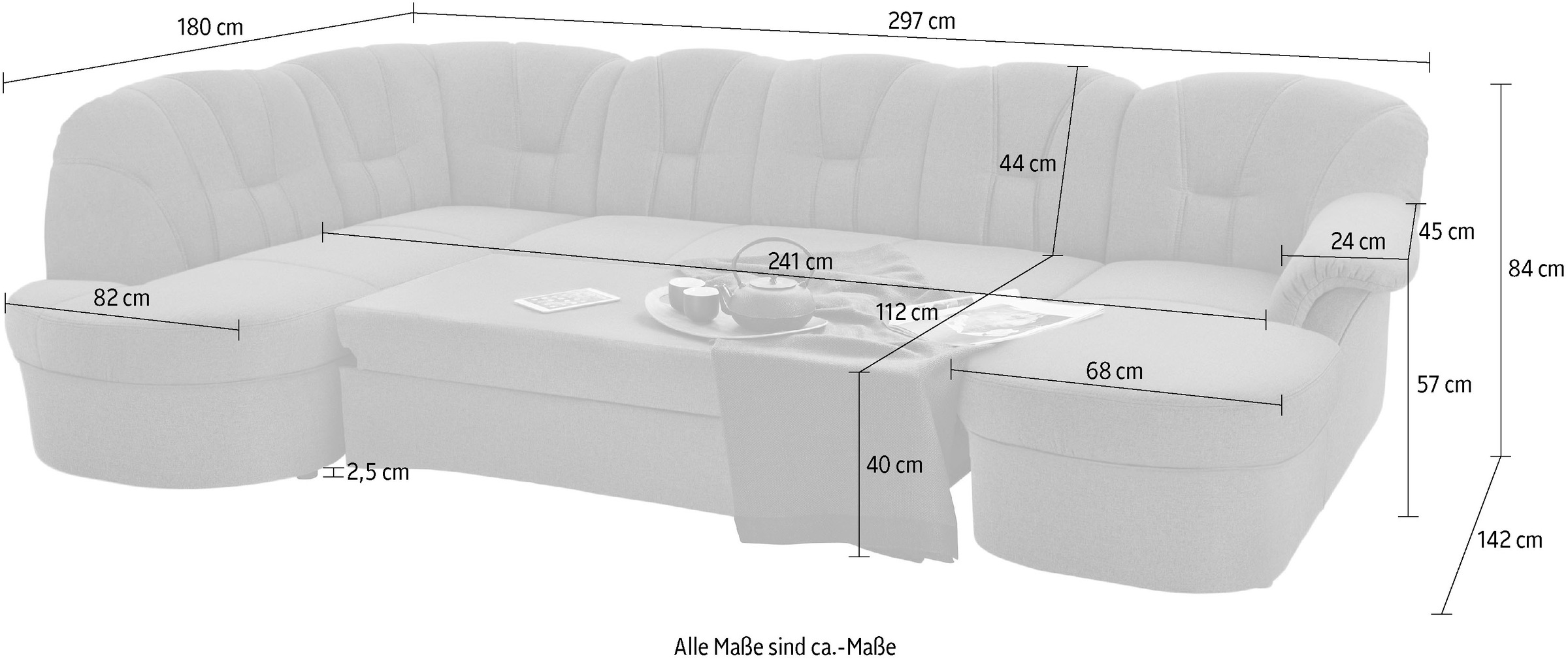 DOMO collection Wohnlandschaft »Papenburg U-Form«, in großer Farbvielfalt, wahlweise Bettfunktion, frei im Raum stellbar