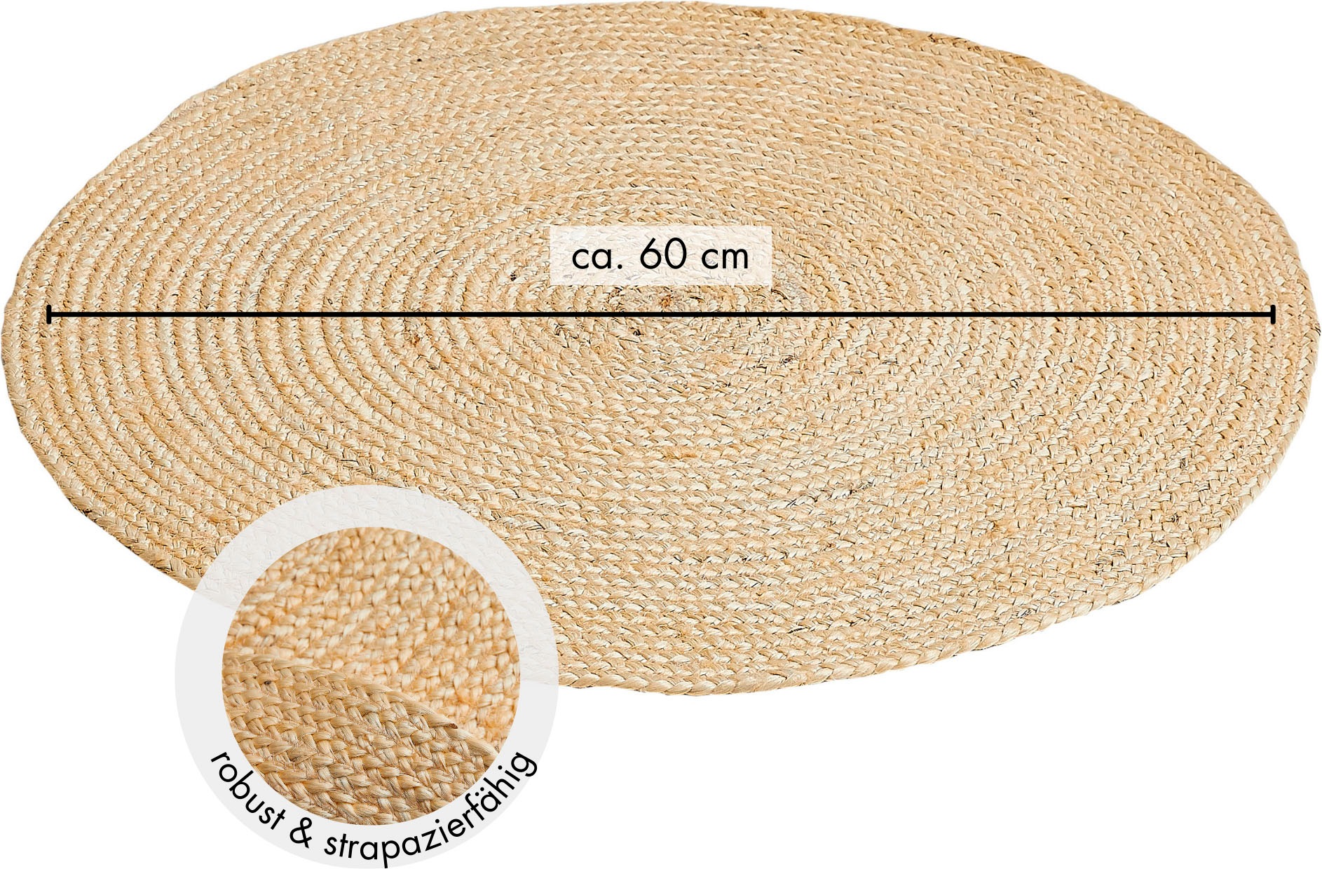 LUXOR living Teppich "Ibo, Juteteppich" rund 7 mm Höhe Wendeteppich, handge günstig online kaufen
