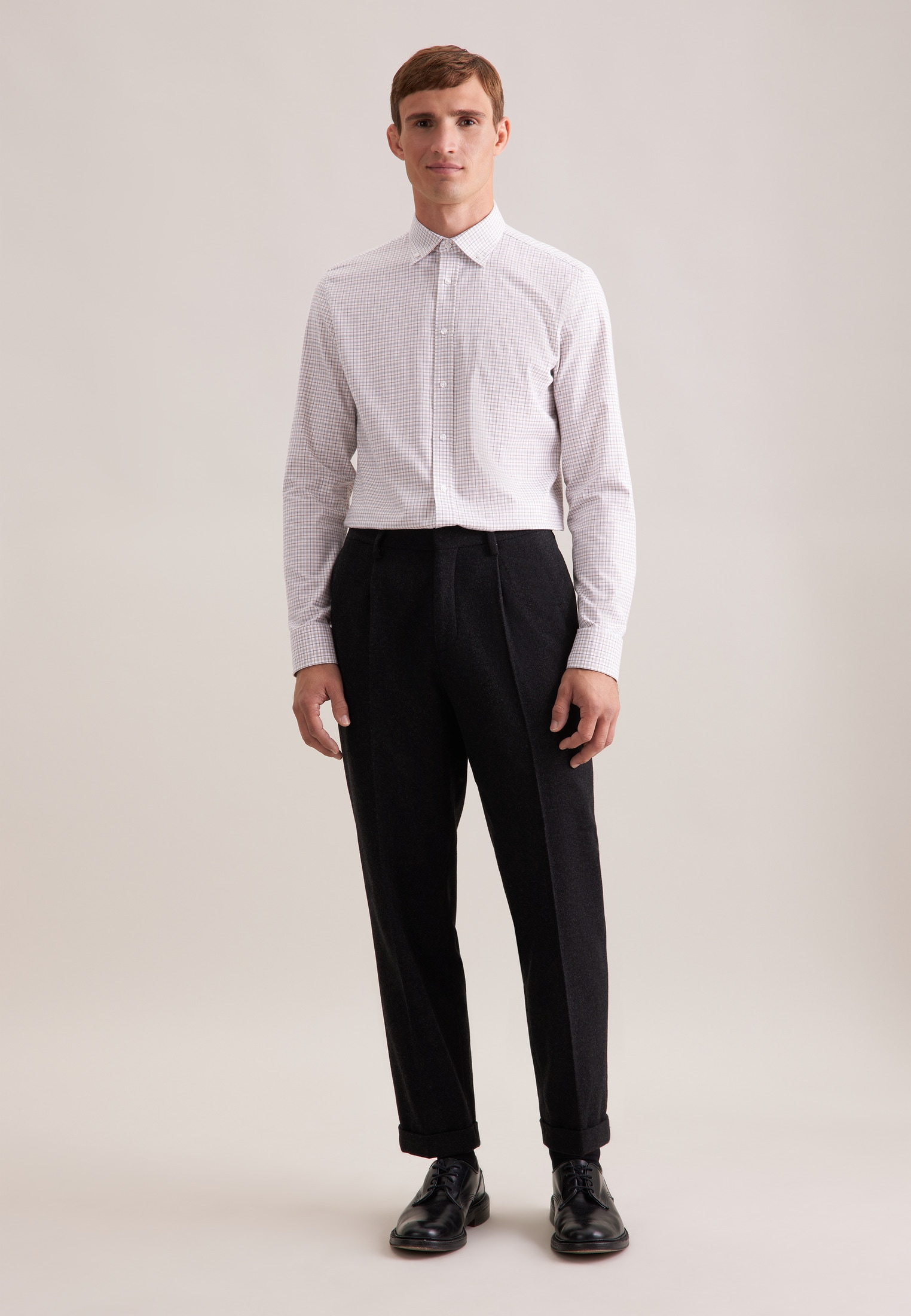 seidensticker Flanellhemd »Schwarze Rose«, Slim 1/1 Button-Down-Kragen Karo