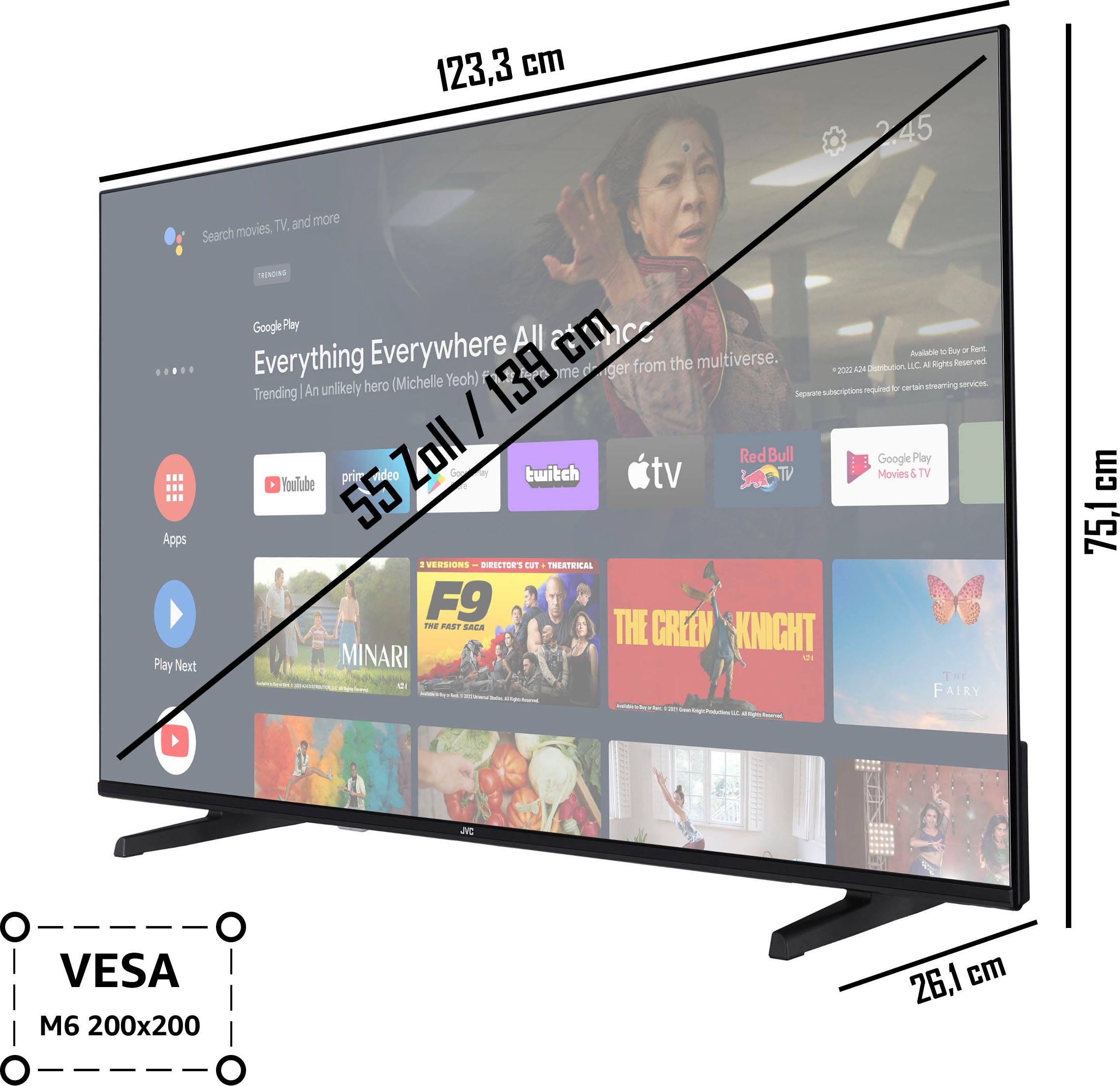 Telefunken LED-Fernseher »D55V950M2CWH«, 139 cm/55 Zoll, 4K Ultra HD,  Android TV-Smart-TV, Dolby Atmos,USB-Recording
