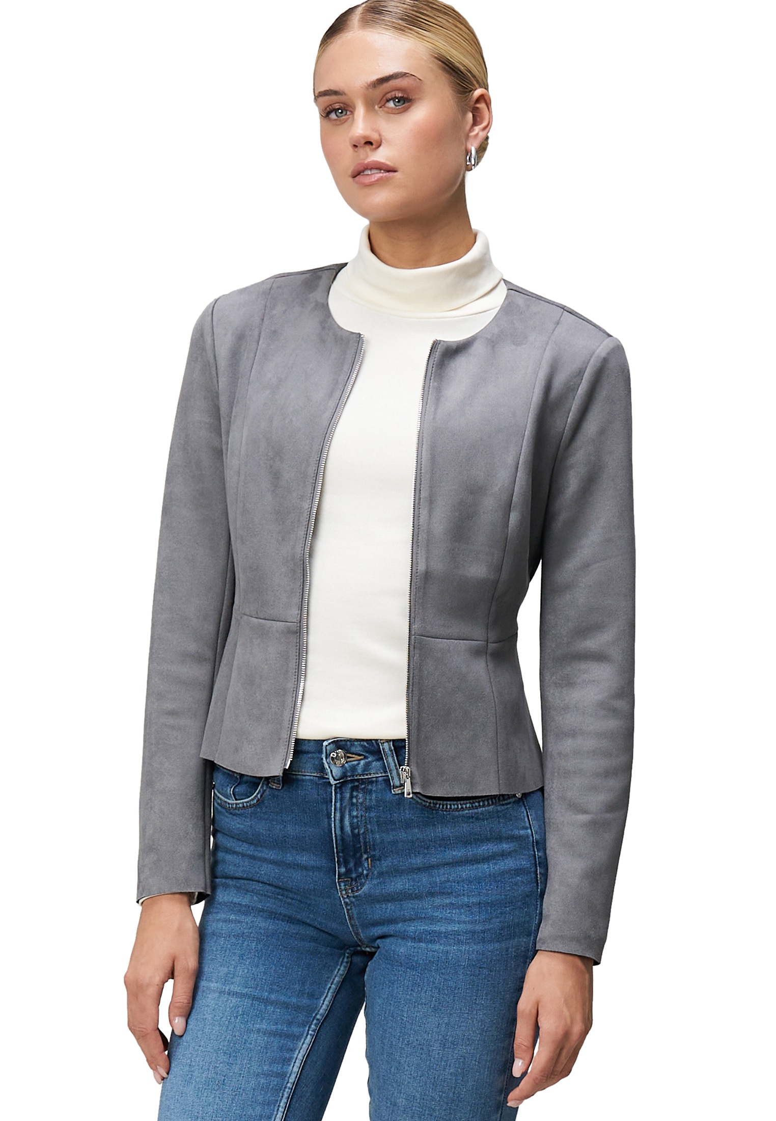 Zero Jackenblazer "zero Damen Blazer Wildlederoptik", Plain/ohne Details günstig online kaufen