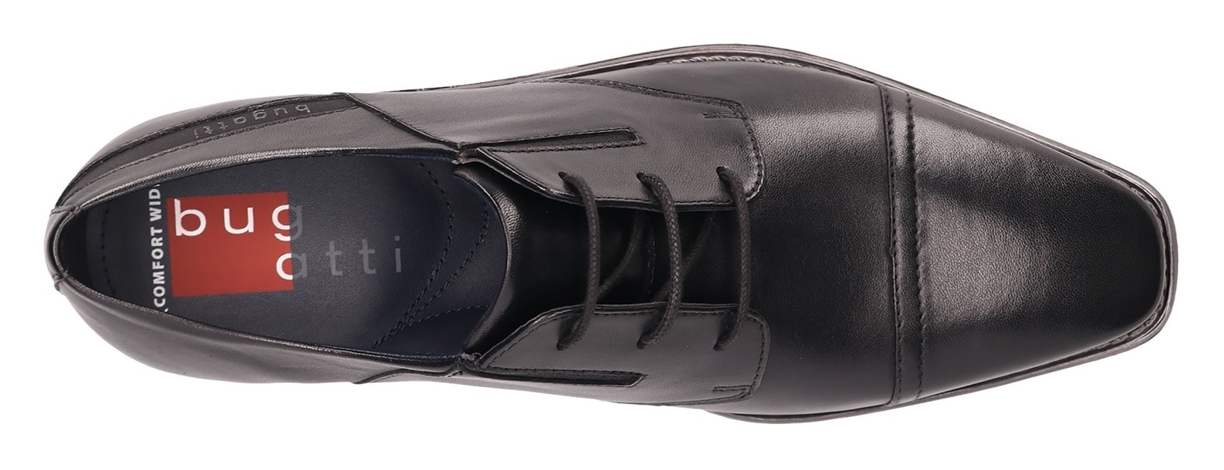 bugatti Schnürschuh, Blockabsatz, Abendschuh, Festtagsschuh mit Stretcheinsätzen