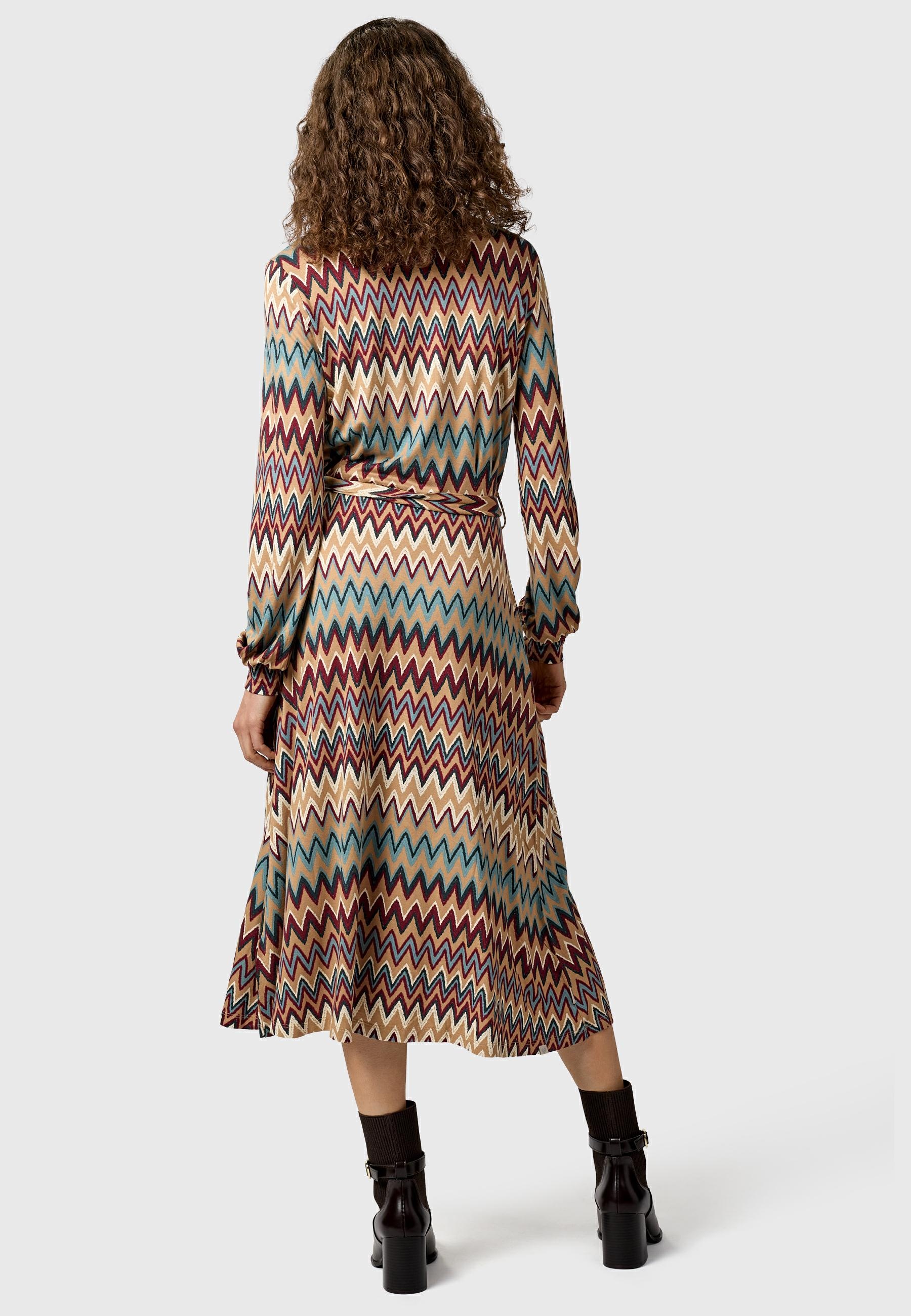 Ragwear Blusenkleid »Plantee Print« Eingrifftaschen Modisches Damenkleid mit Taillengürtel