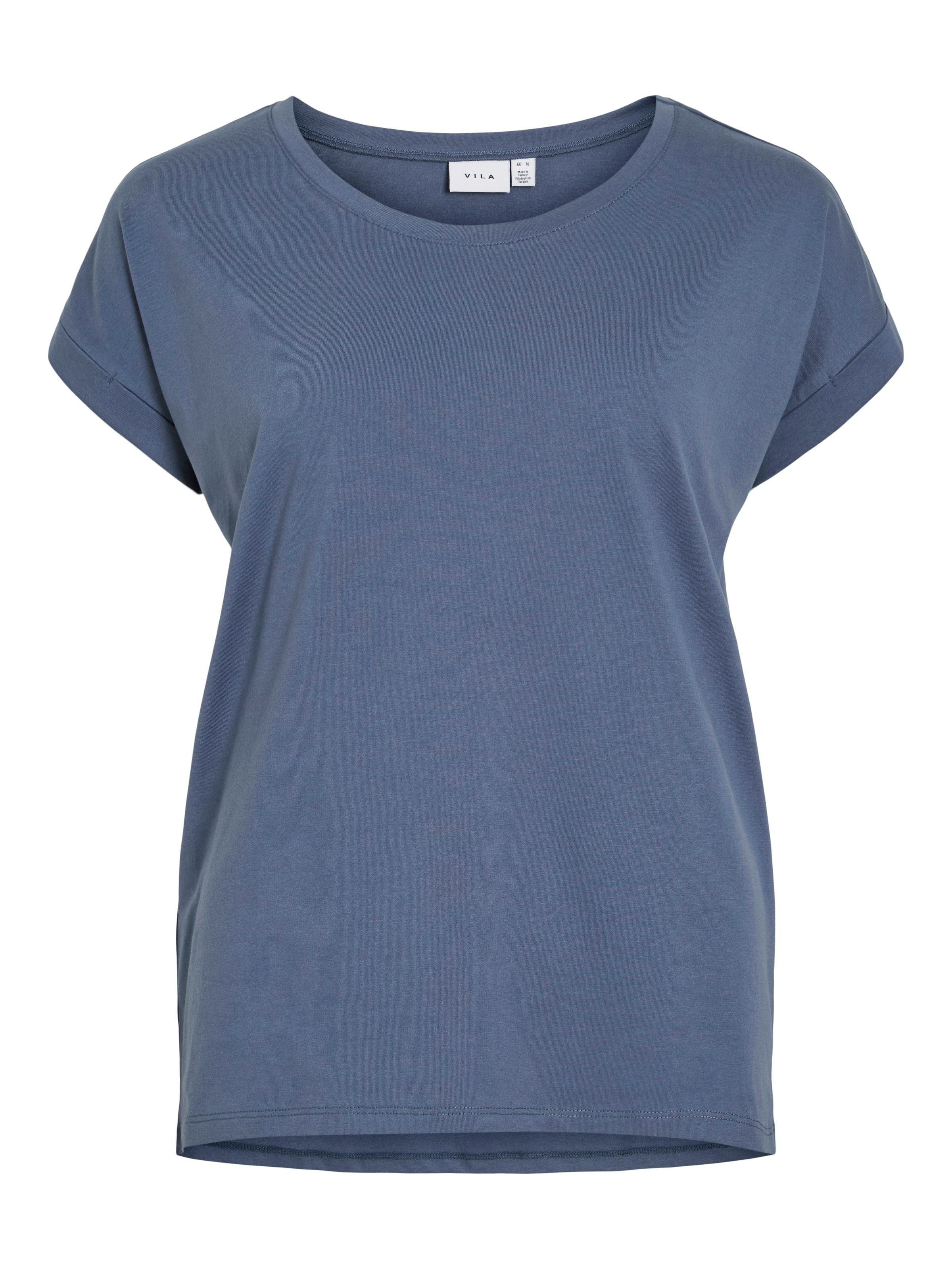 Vila Rundhalsshirt »VIDREAMERS NEW PURE T-SHIRT/SU-NOOS«, Basic Damen-T-Shirt mit Rundhalsausschnitt und umgeschlagenen Ärmeln