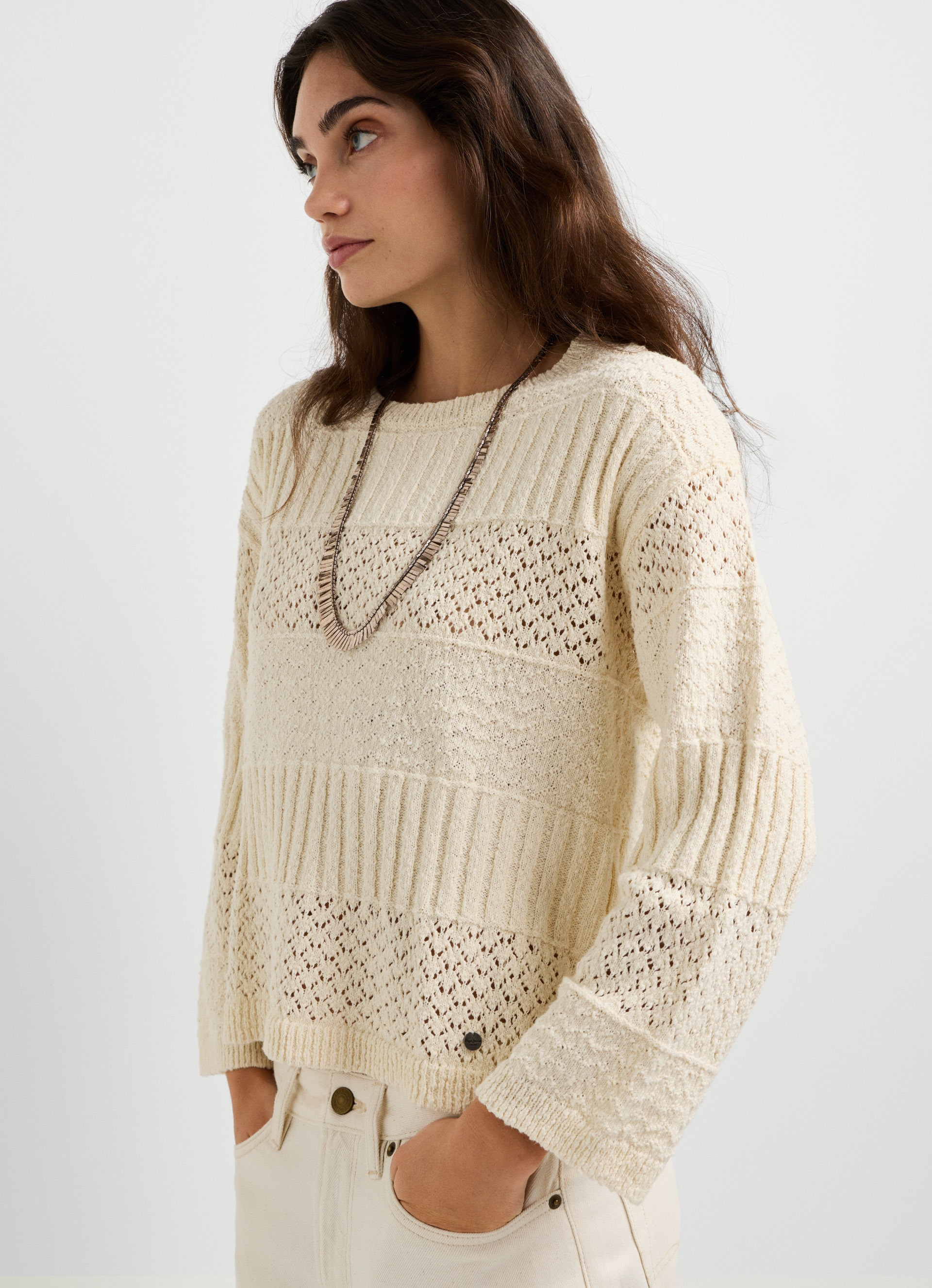 Pepe Jeans Strickpullover »ALAYA« im Strukturmix, reine Baumwolle