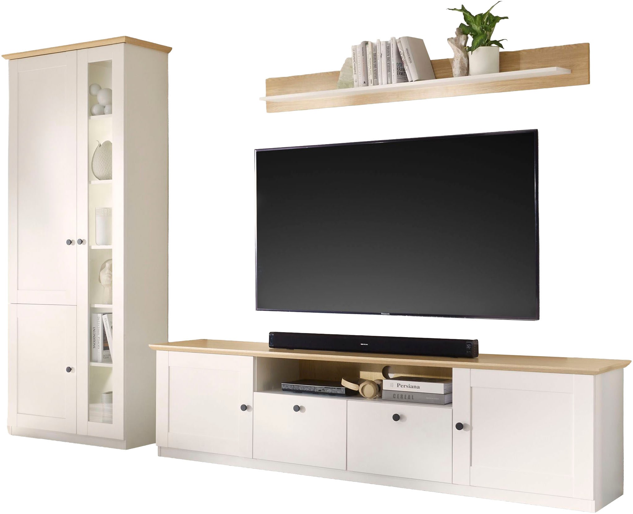OTTO home Wohnwand "Brest, Anbauwand im Landhausstil, Komplettset, Wohnzimmer-Set" Set, 3 Stk. tlg.