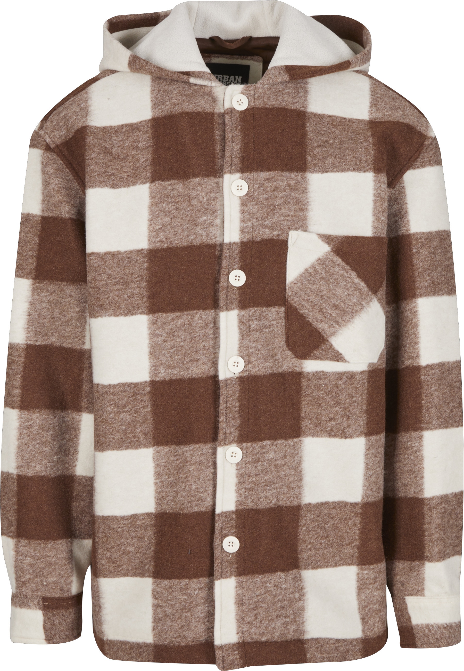 URBAN CLASSICS Allwetterjacke "Urban Classics Big Check Jacket With Hood" 1 Stk. tlg. mit Kapuze