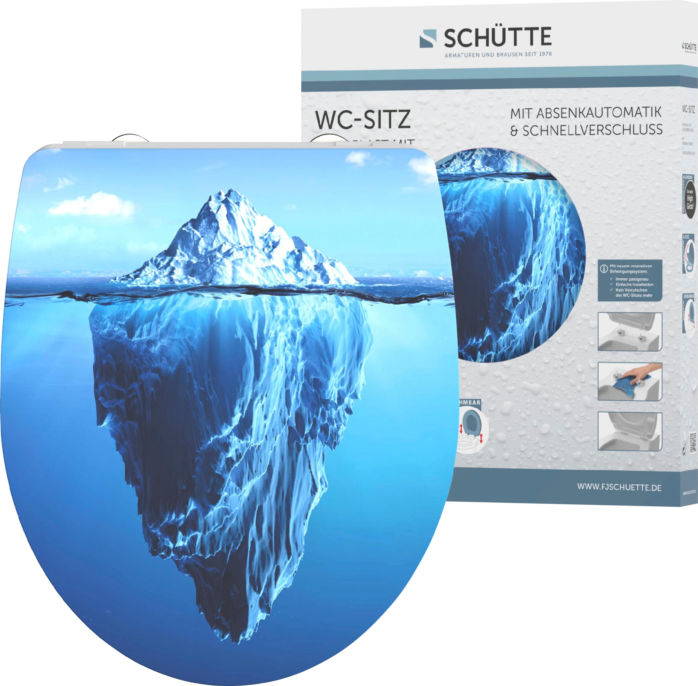 Schütte WC-Sitz "Iceberg", Duroplast, mit Absenkautomatik und Schnellverschluss, High Gloss