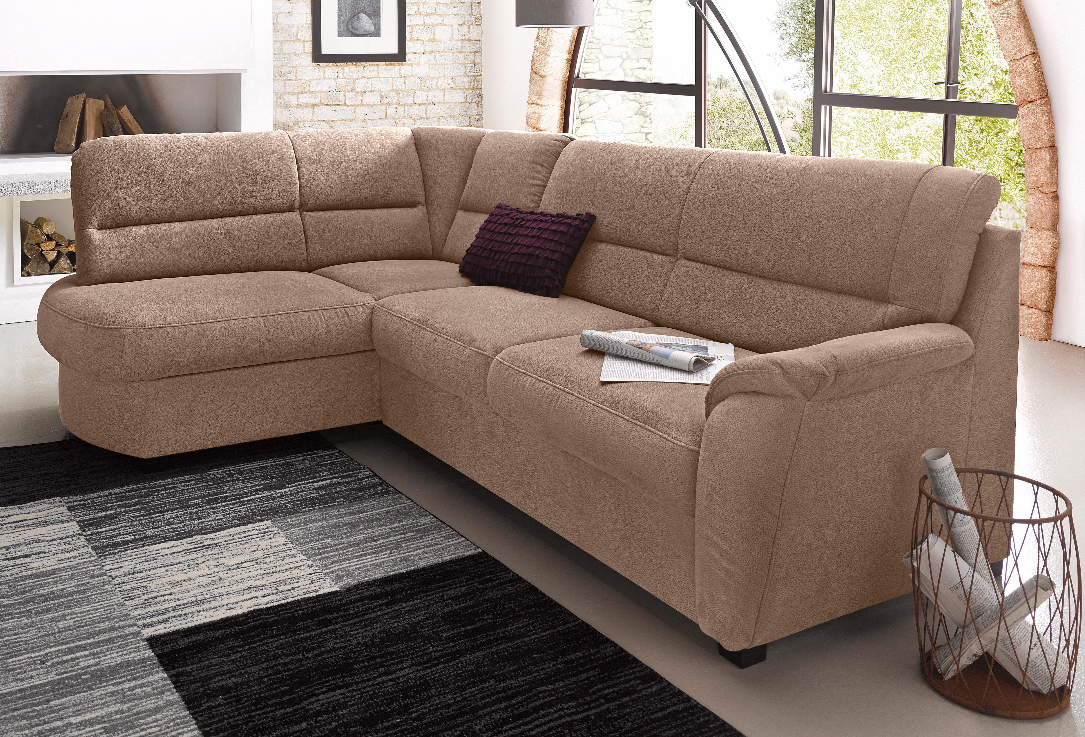 sit&more Ecksofa "Pandora, L-Form, B: 251 cm, Bettfunktion & Bettkasten wählbar" Frei im Raum stellbar, Federkernpolsterung, komfortable Sitzhöhe 45 cm