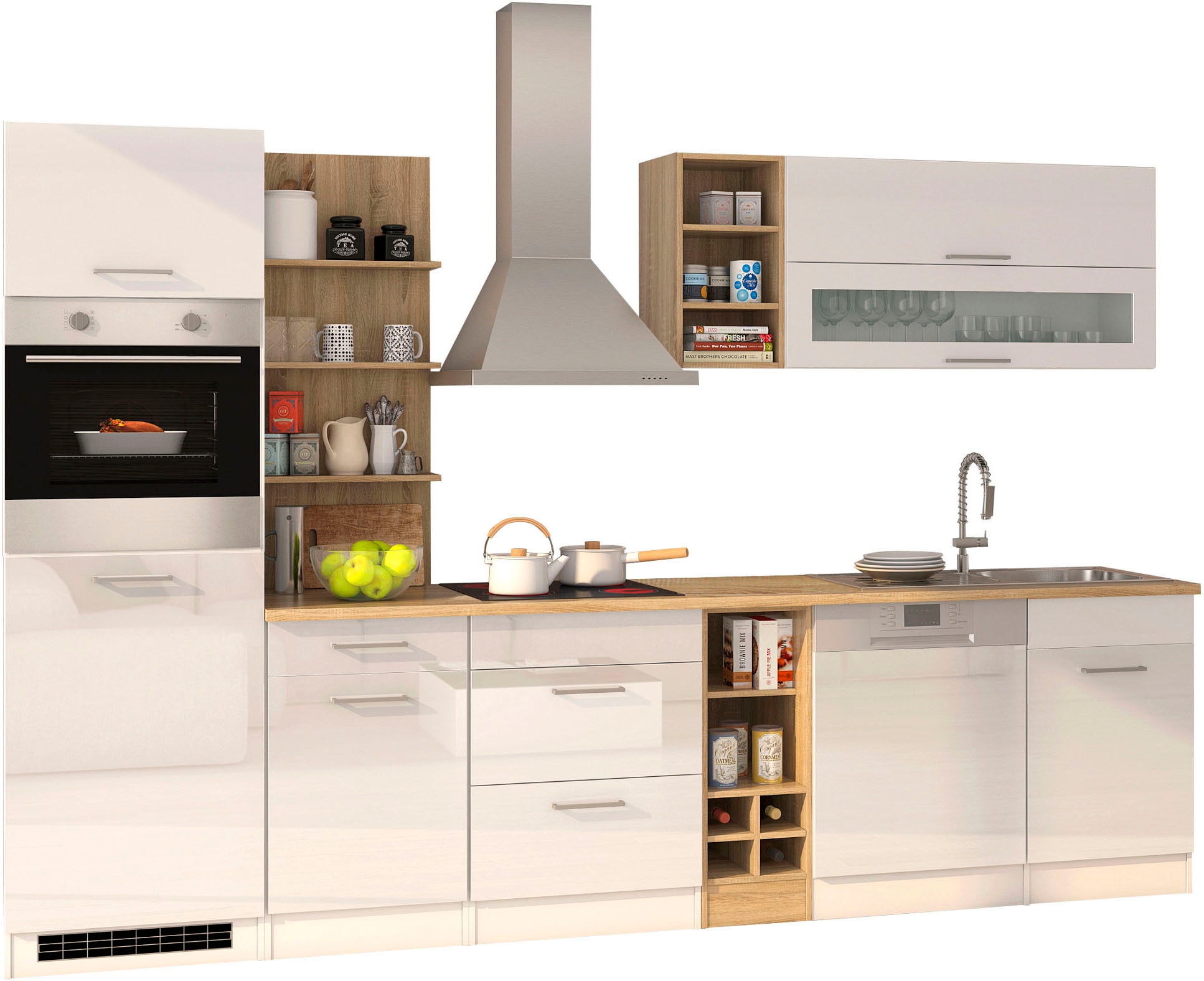 Küchenzeile »Mailand«, mit E-Geräten, Breite 310 cm