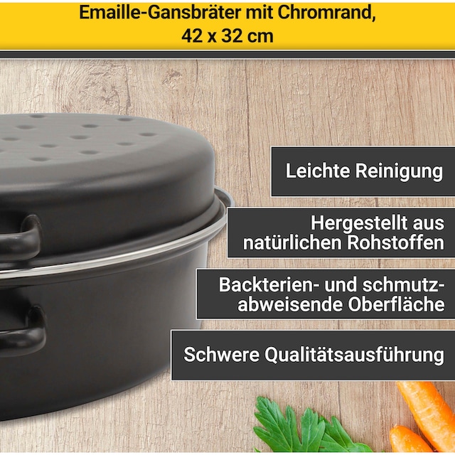 Induktion emailliertes kaufen Bräter, Chromrand, | Krüger BAUR Stahlblech, mit