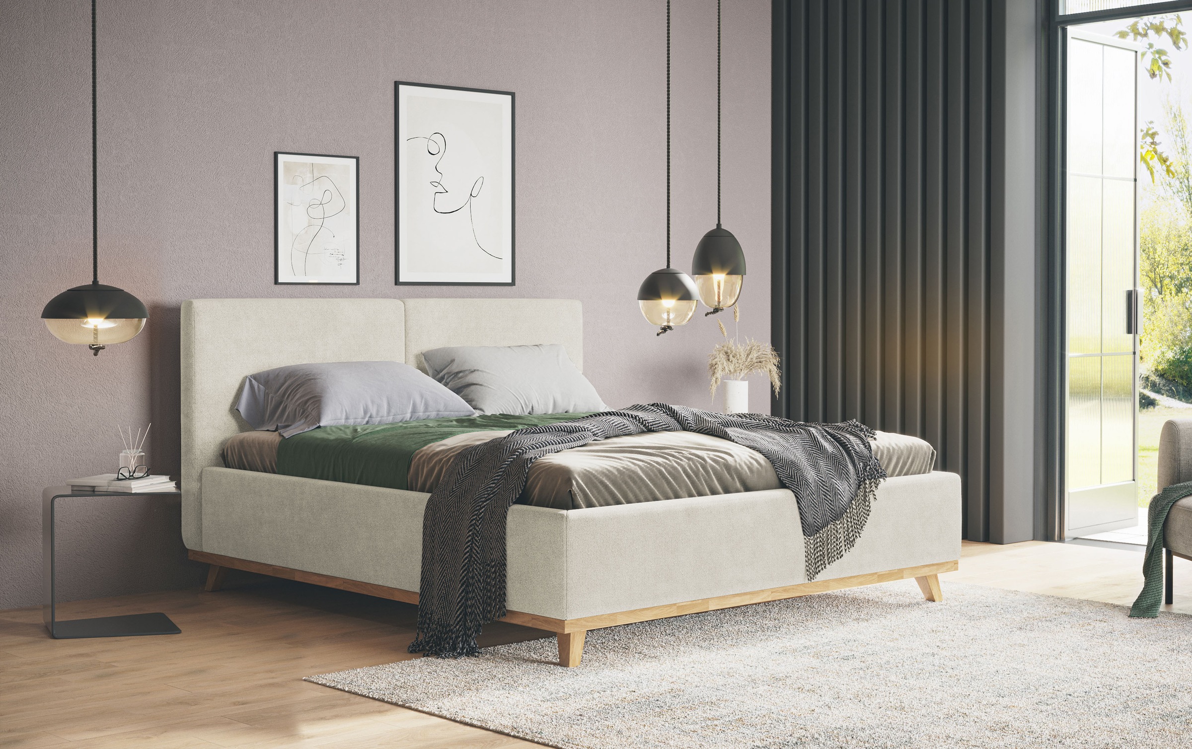 Polsterbett COTTA, B:191cm H:112cm L:222cmsand, Betten, "MILLI III wahlweise mit Bettkasten", erhältlich in den Größen 160x200cm & 180x200cm