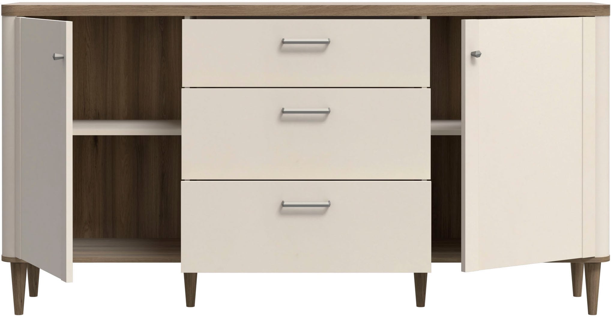 FORTE Sideboard, B/H/T 179,8/91,7/41,2 cm Echtholzfüße