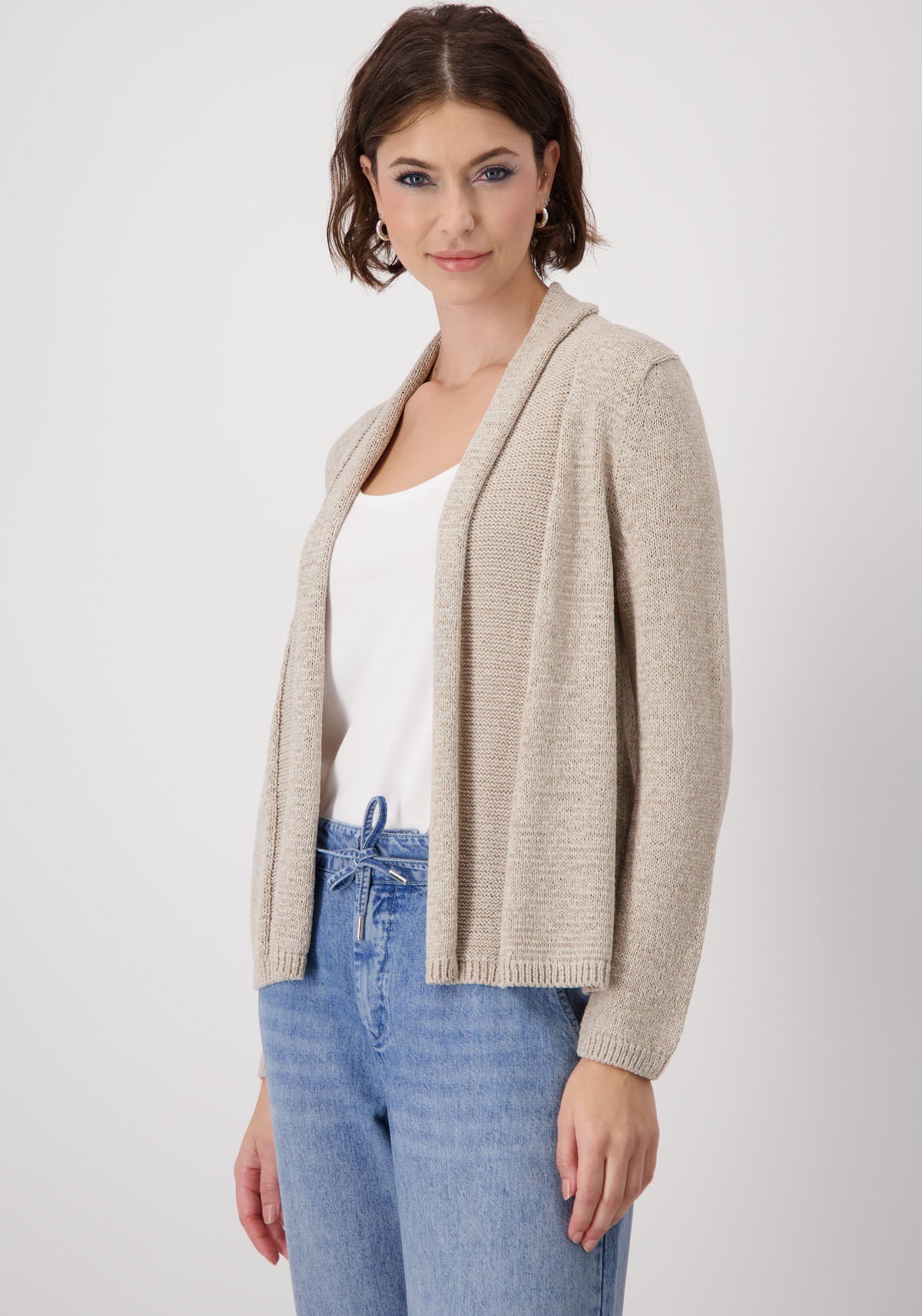 Monari Strickjacke "Jacke Basic Stricküberwurf", Mit Rundhalsausschnitt günstig online kaufen