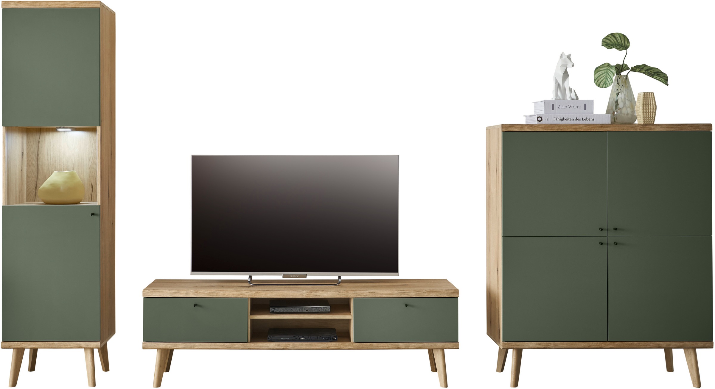 INOSIGN Wohnwand "MAVAS" Set, 3 Stk. tlg. in moderner Trendfarbe, Griffe au günstig online kaufen