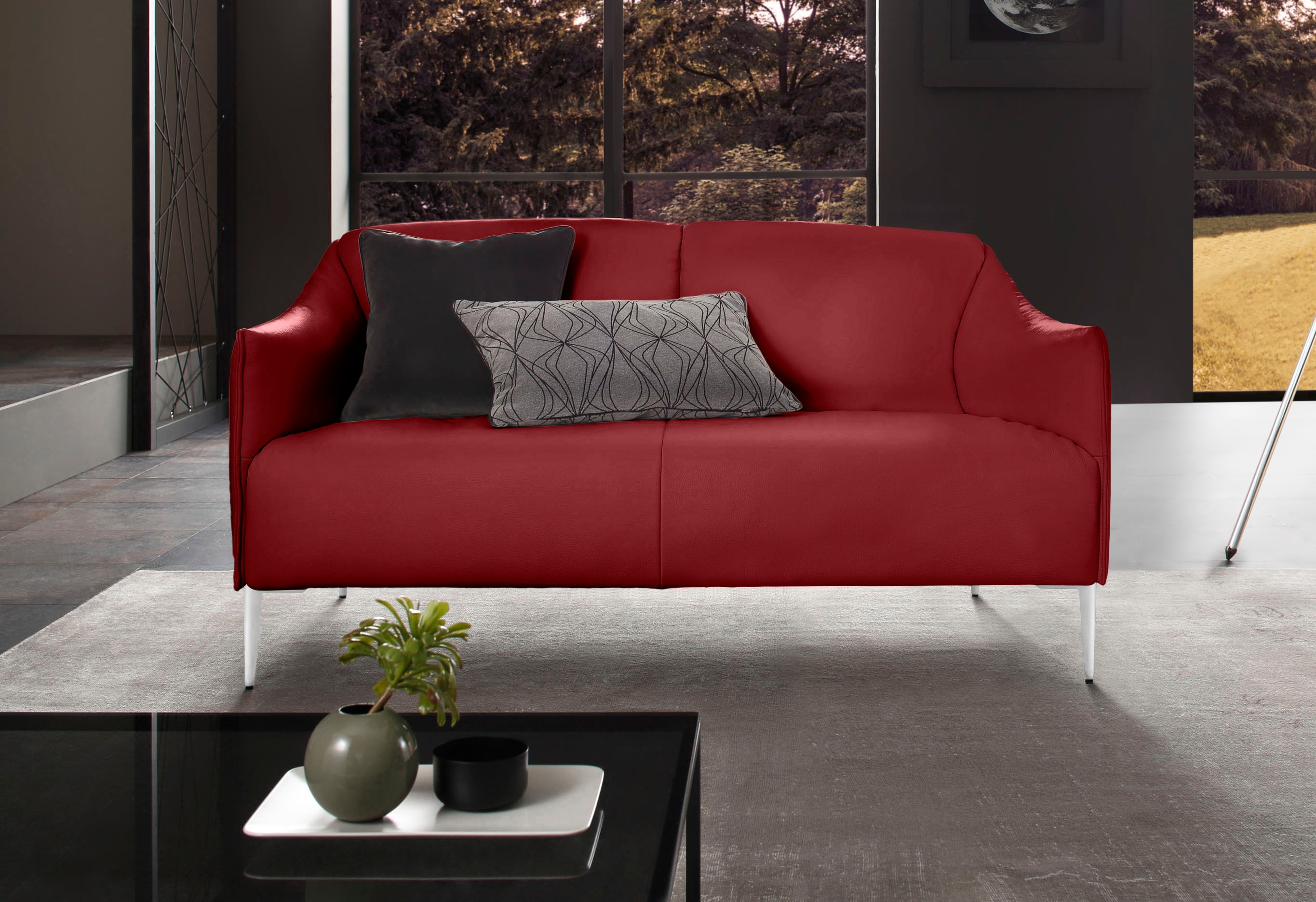 W.SCHILLIG 2-Sitzer "sally Design Sofa mit schmalen Armlehnen, bequem und elegant" mit Metallfüßen in Chrom glänzend, Breite 154 cm