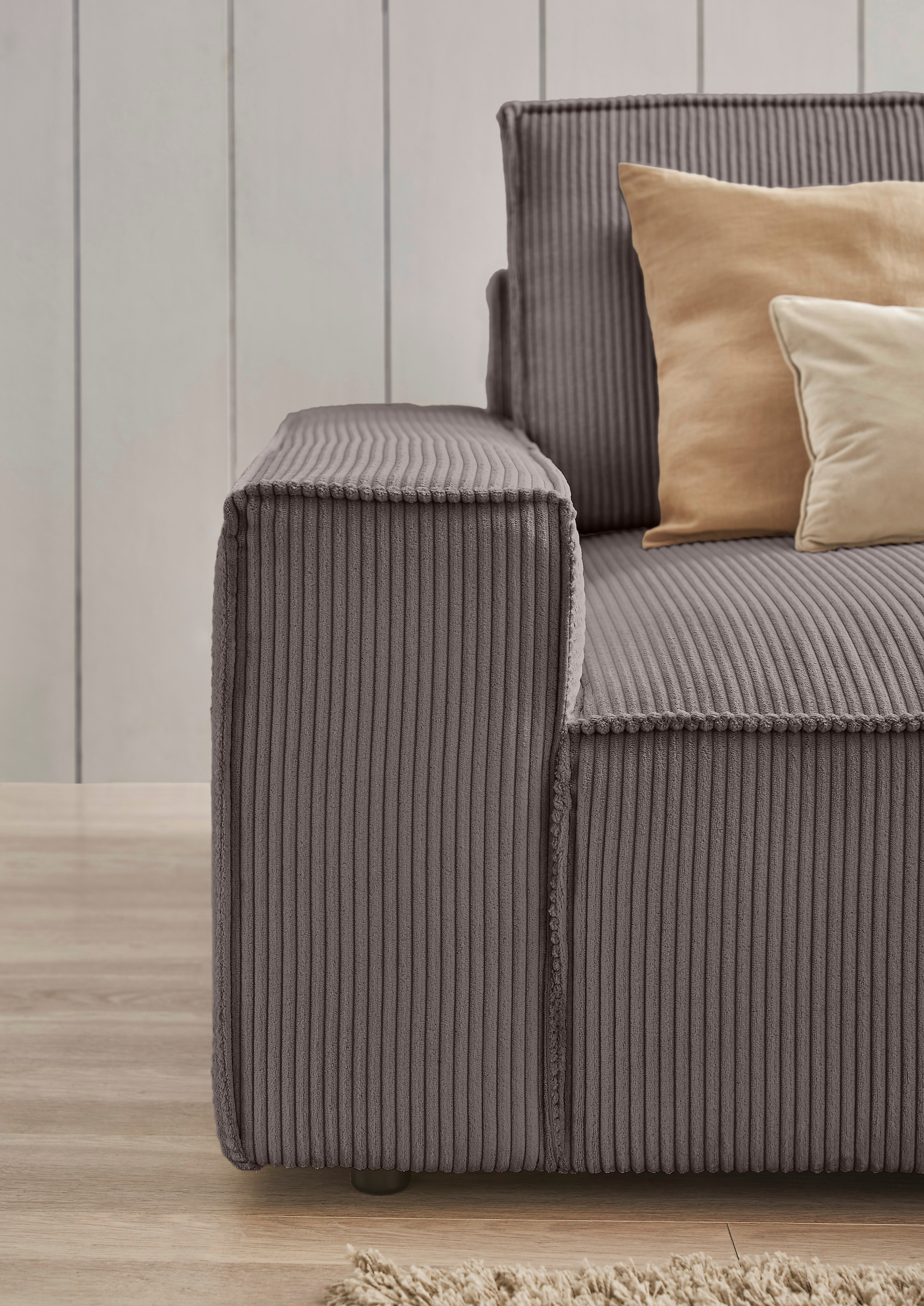 Home affaire Big-Sofa »NEU: SHERWOOD XXL, Big-Sofa (316cm), extra tiefe Sitzfläche 95 cm«, bequemer Sitzkomfort, Cord u. Leinenoptik, Kedernaht