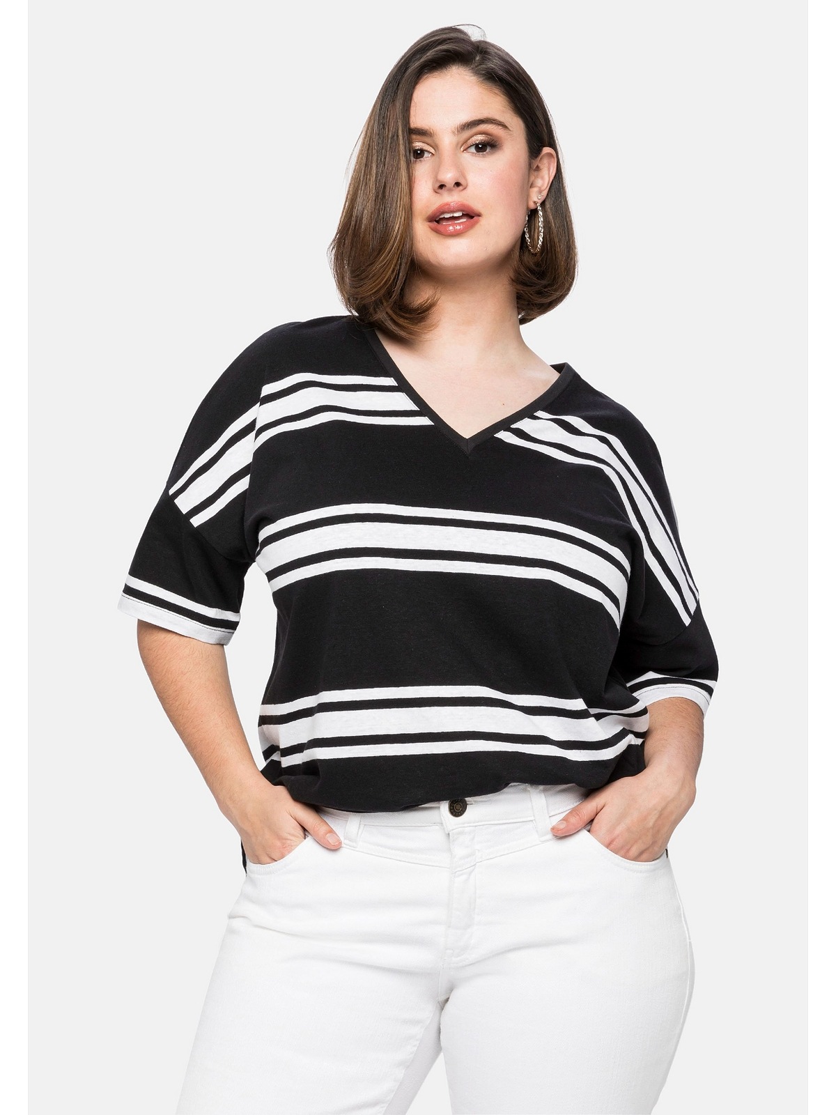 Sheego T-Shirt »Ringelshirt«, in Oversized-Form, im Leinenmix kaufen