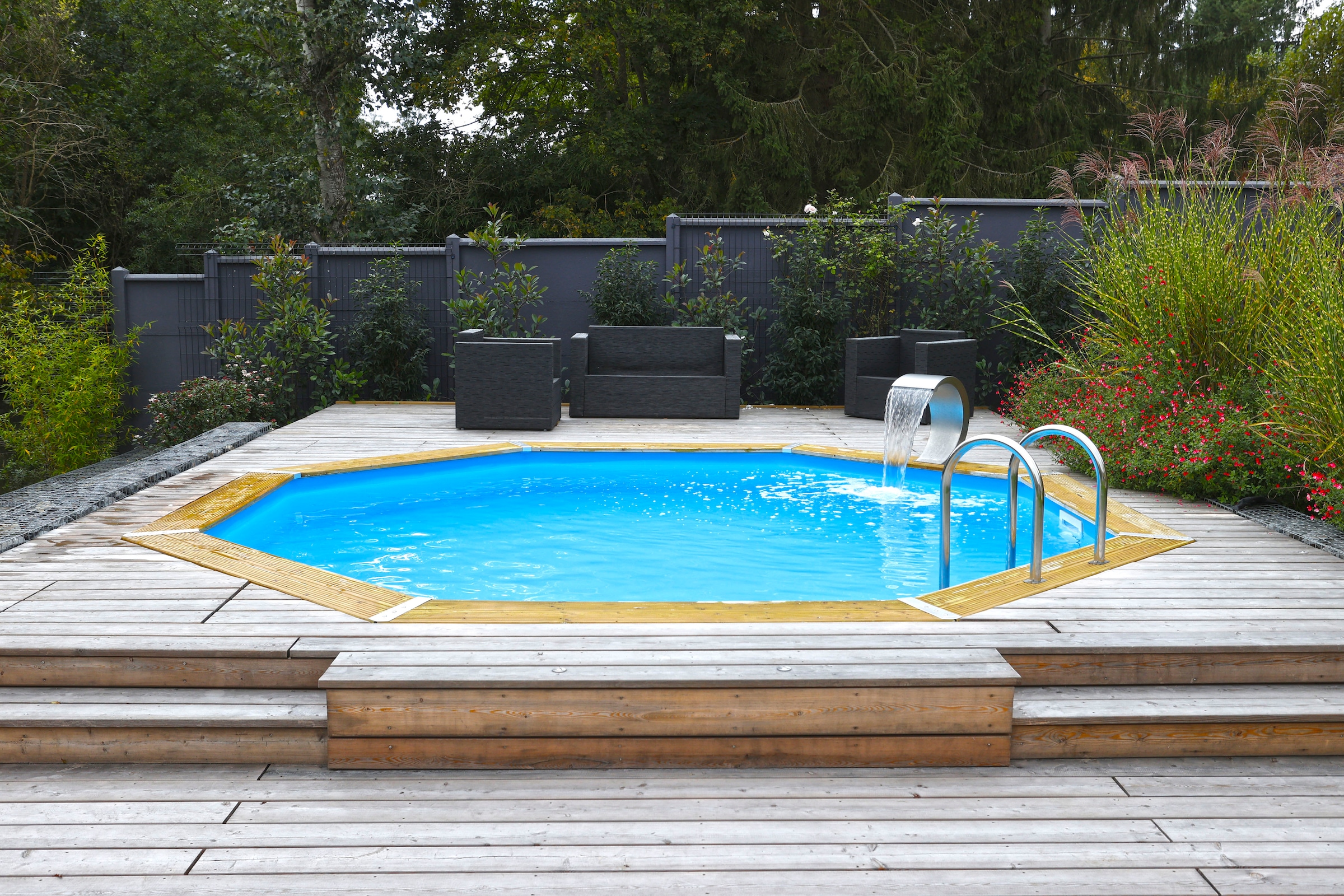 Ubbink Achteckpool »Ocea 510«, (Komplett-Set, 11 tlg.), ø 510 x 120 cm, Holzpool komplett mit Filteranlage
