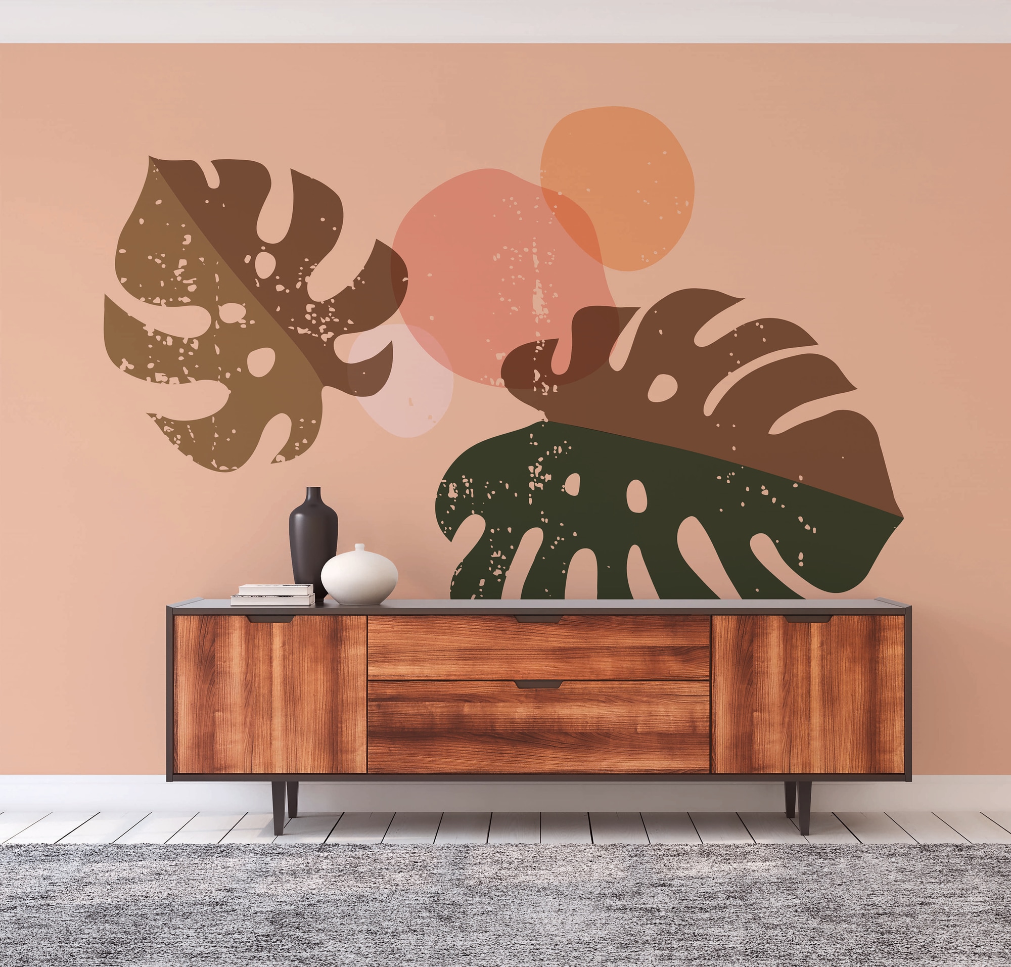 A.S. Création Vliestapete "Fototapete Monstera Blätter Beige Braun" matt strukturiert