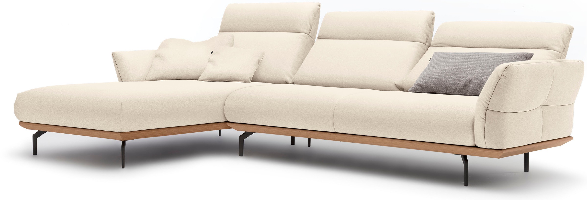 Creation BY ROLF BENZ Ecksofa »CR.460«, Sockel in Eiche, Winkelfüße in Umbragrau, Breite 318 cm