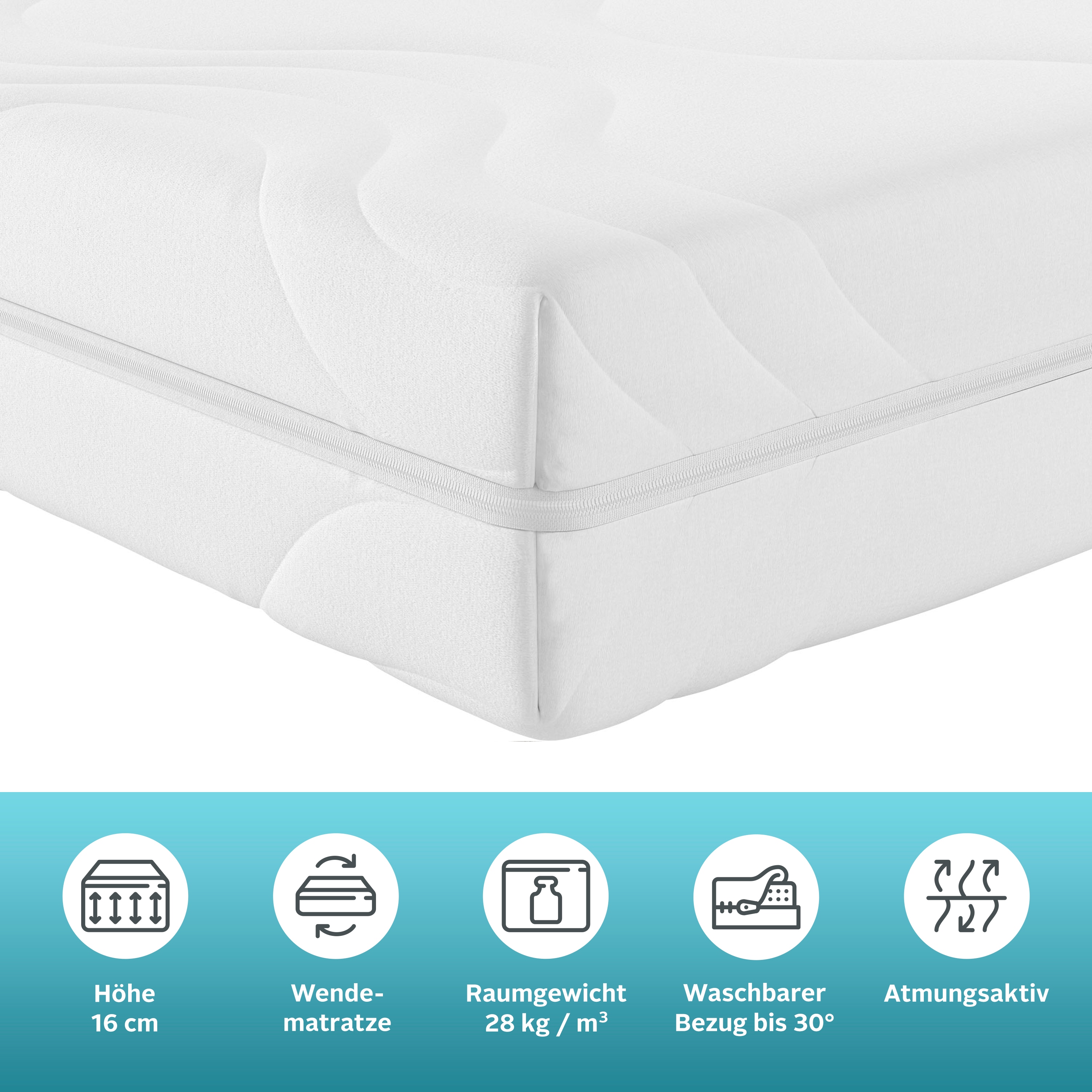 Thumbnail - my home Komfortschaummatratze "Duo Stretch, 2 in 1 Wendekern mit unterschiedlichen Liegeseiten" 16 cm hoch Raumgewicht: ...