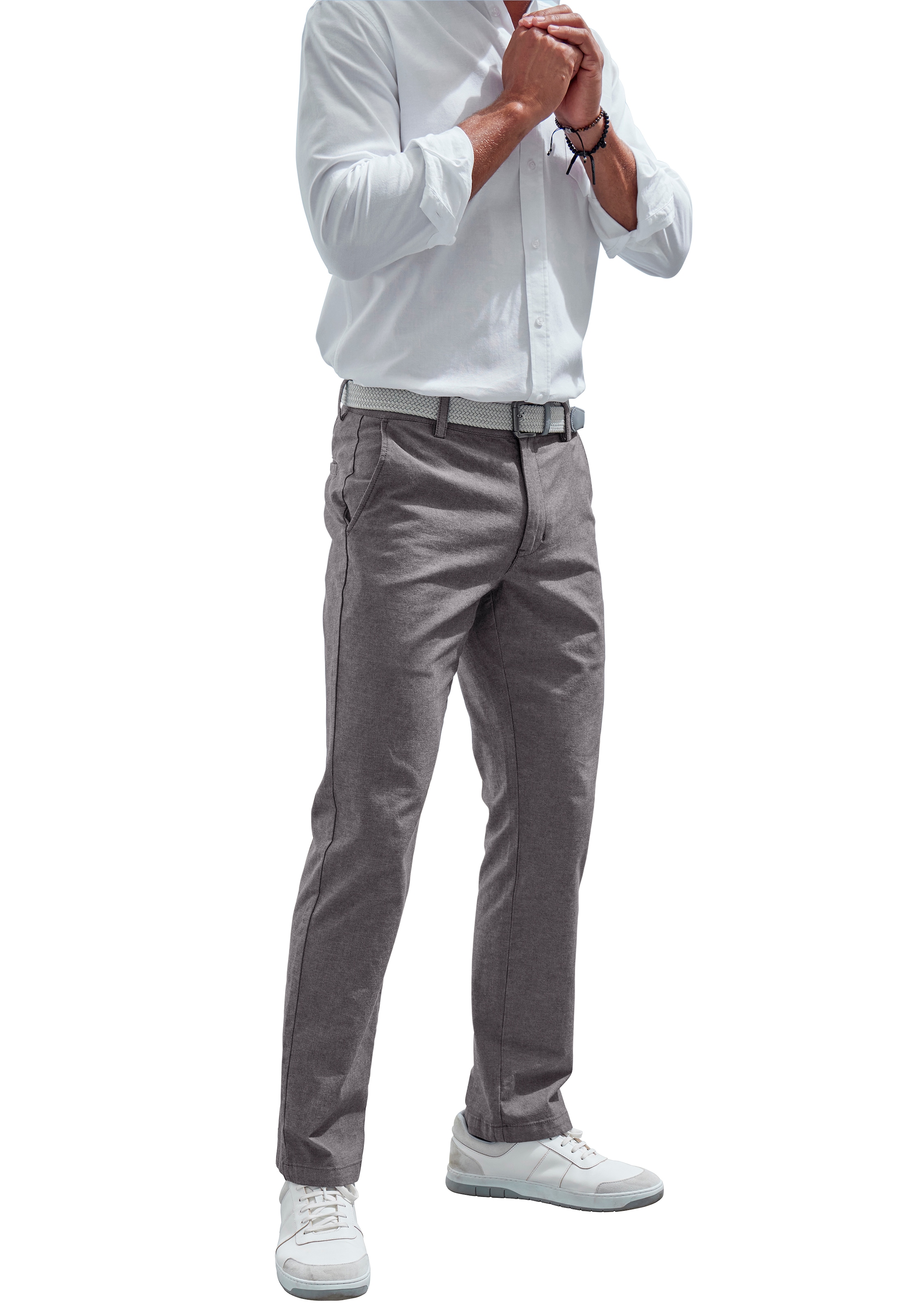John Devin Chinohose "Regular-fit, lange Oxford Hose" aus elastischer Baumwoll-Qualität, in 3 Längen: 30 & 32 & 34