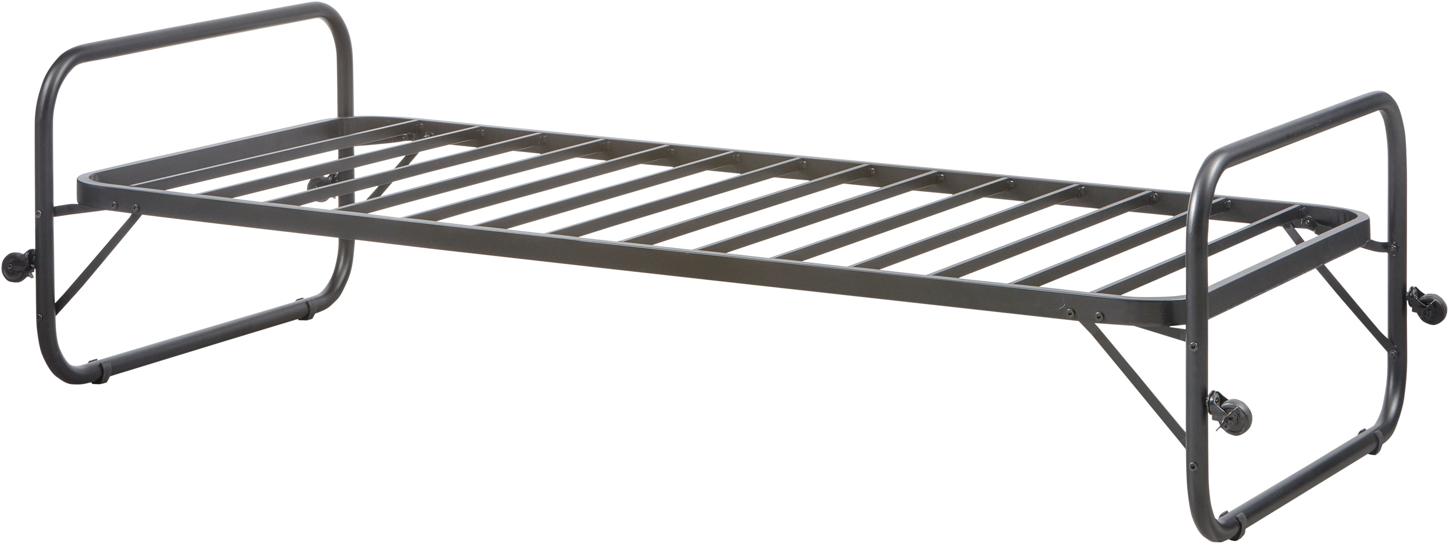 WOOOD Bettgestell "Lucy Metallrahmen pulverbeschichtet zusammenklappbar, 206 x 96 x 57 cm" Eingeklappt 30 cm hoch, Tragkraft 150 kg, Matratzenmaß 90x200 cm