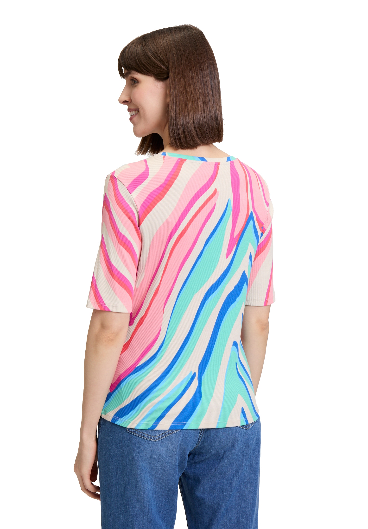 Betty Barclay Kurzarmshirt »Betty Barclay Basic Shirt mit Rippenstruktur«, (1 tlg.), Druck