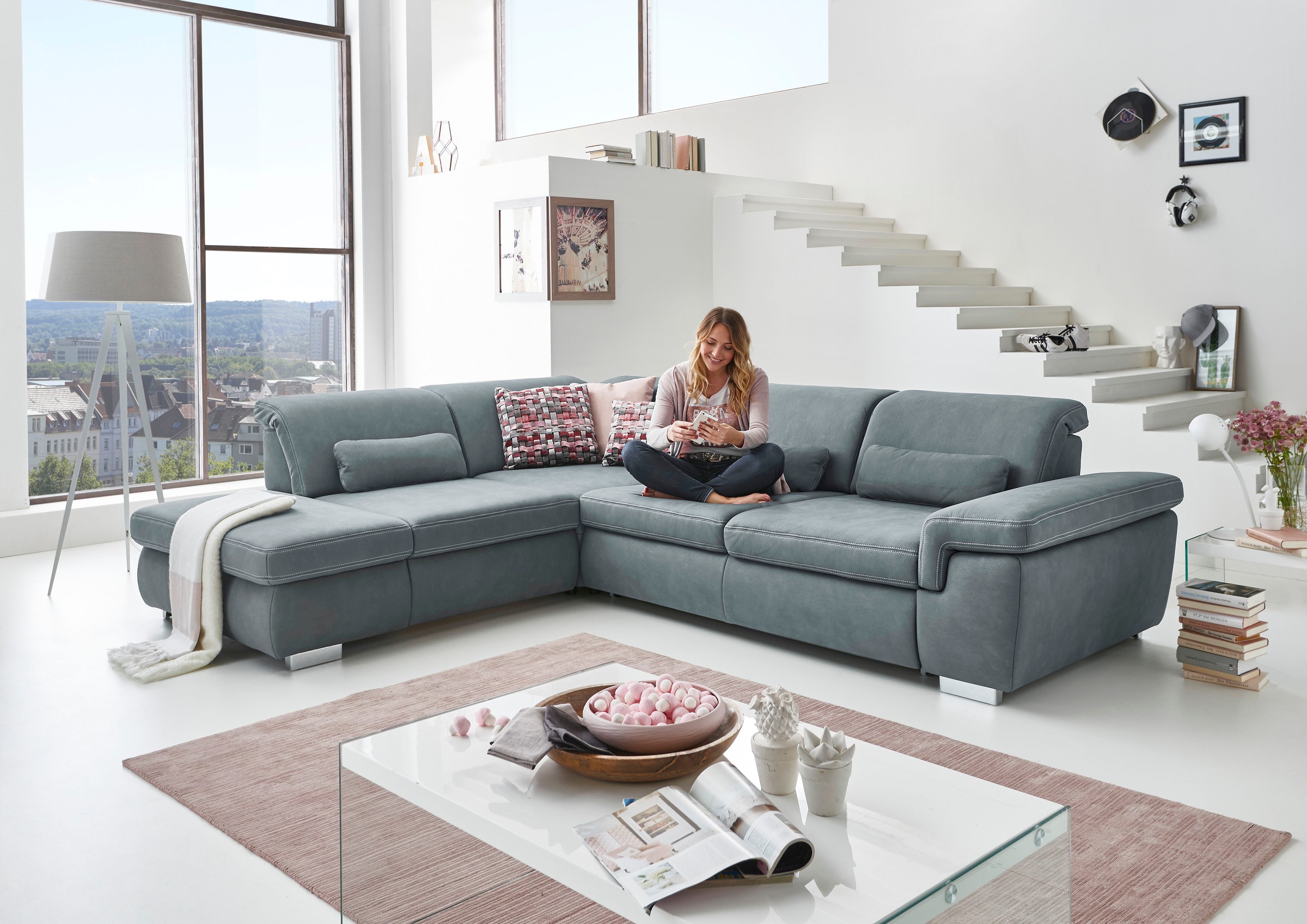 Die PlanBar Ecksofa »MP-IN17041 L-Form«, Sitztiefenverstellung, optional mit Kopfteilverstellung & Bettfunktion