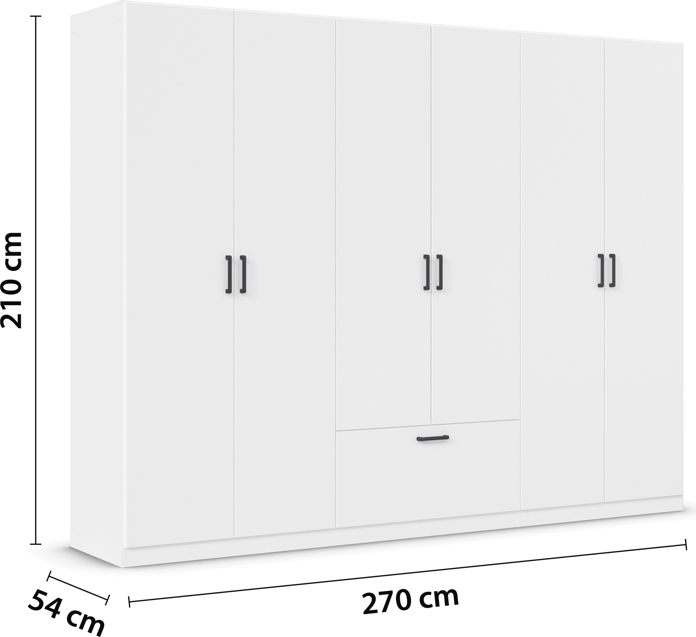 rauch Drehtürenschrank »Kleiderschrank Schrank Garderobe Wäscheschrank BARI«, mit Schubasten mittig, moderner Griff in Graumetallic MADE IN GERMANY