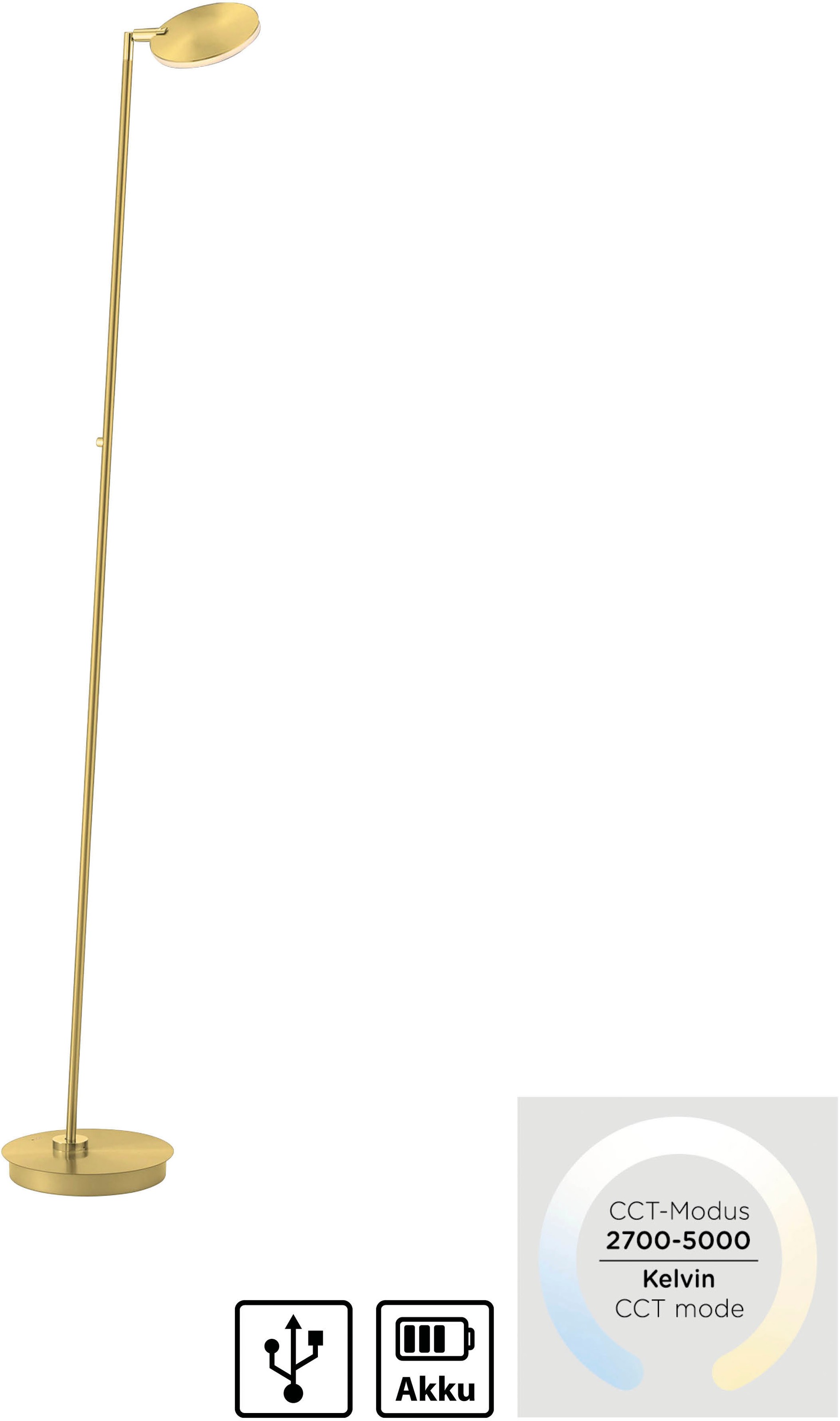 Paul Neuhaus LED Stehlampe »AKKU BENTE« LED-Board 1 Stk. warmweiß - kaltweiß Tastdimmer, CCT 2700-5000K, Memory, Akku betrieben, flexibel