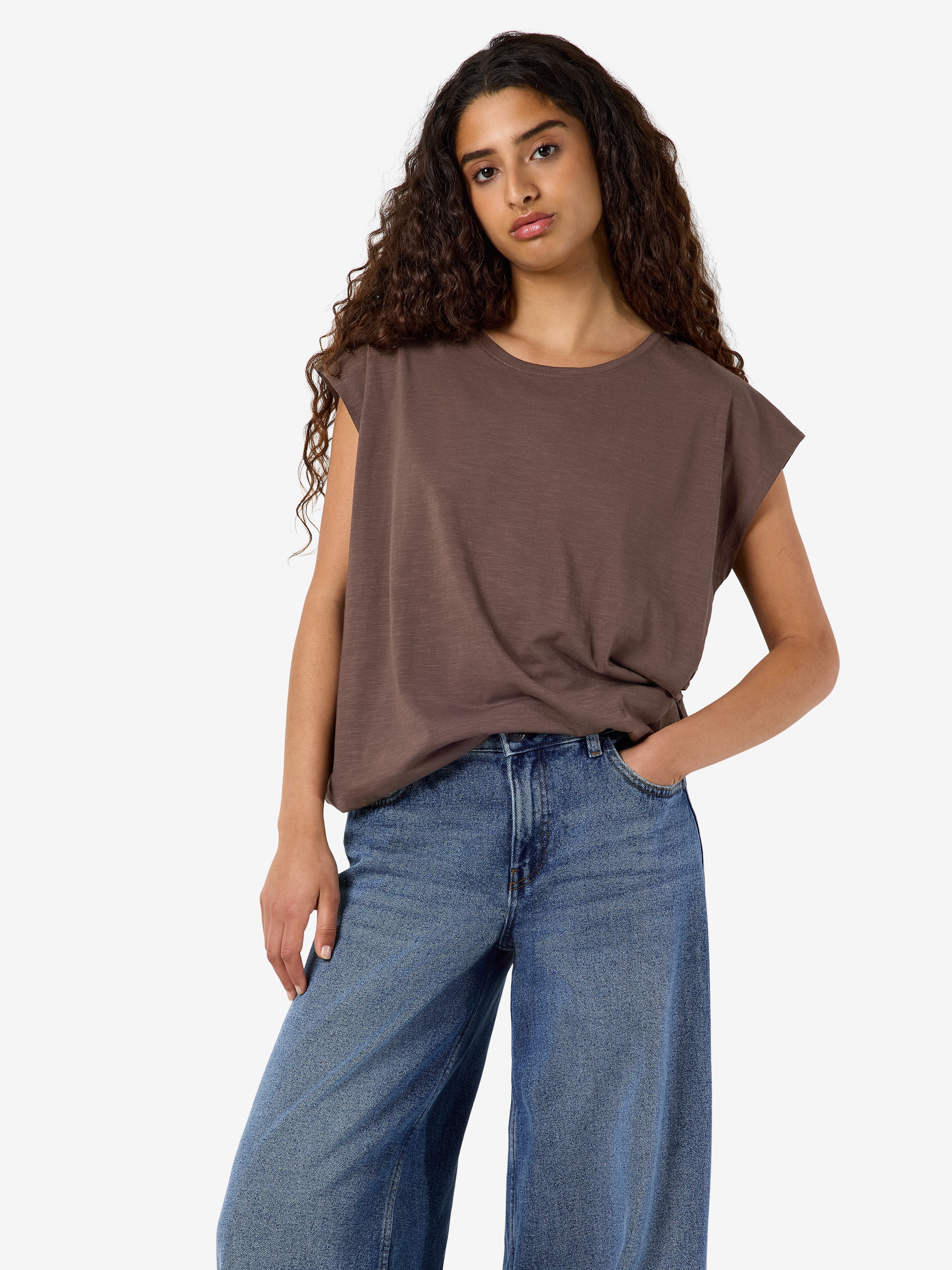 Noisy may Kurzarmshirt »NMMATHILDE S/S LOOSE LONG TOP NOOS« Baumwollmischung, relaxed fit