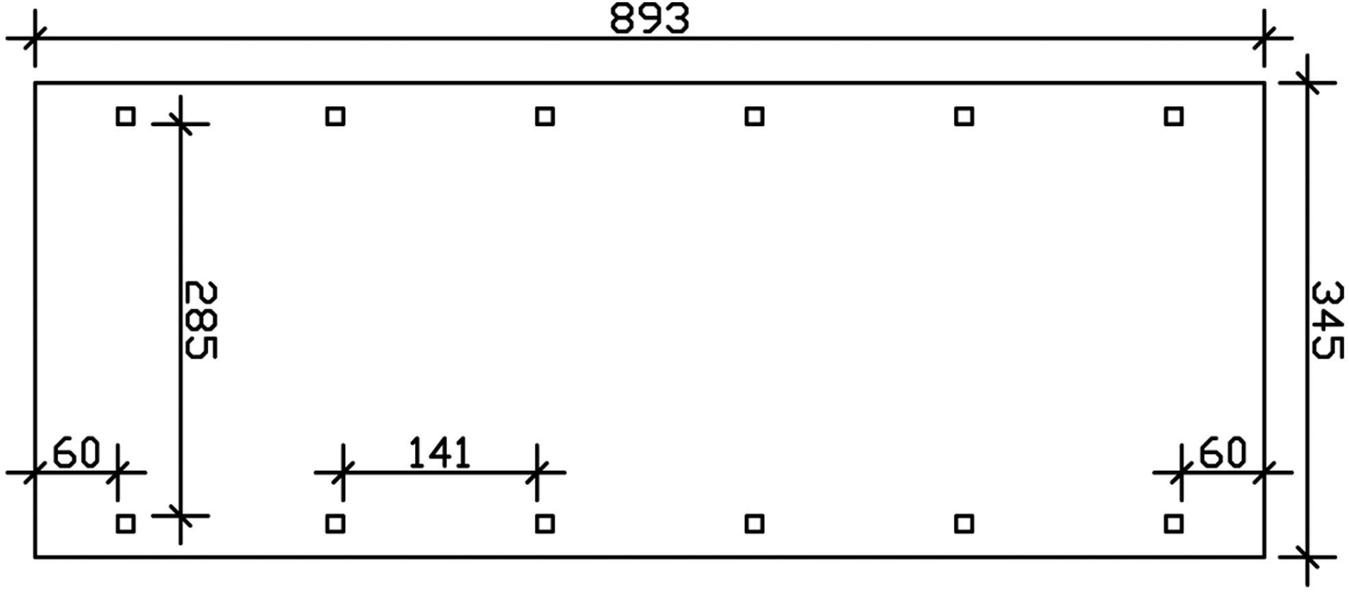 Skanholz Einzelcarport »Spreewald«, Nadelholz, 285 cm, Grün, 345x893cm mit Aluminiumdach rote Blende