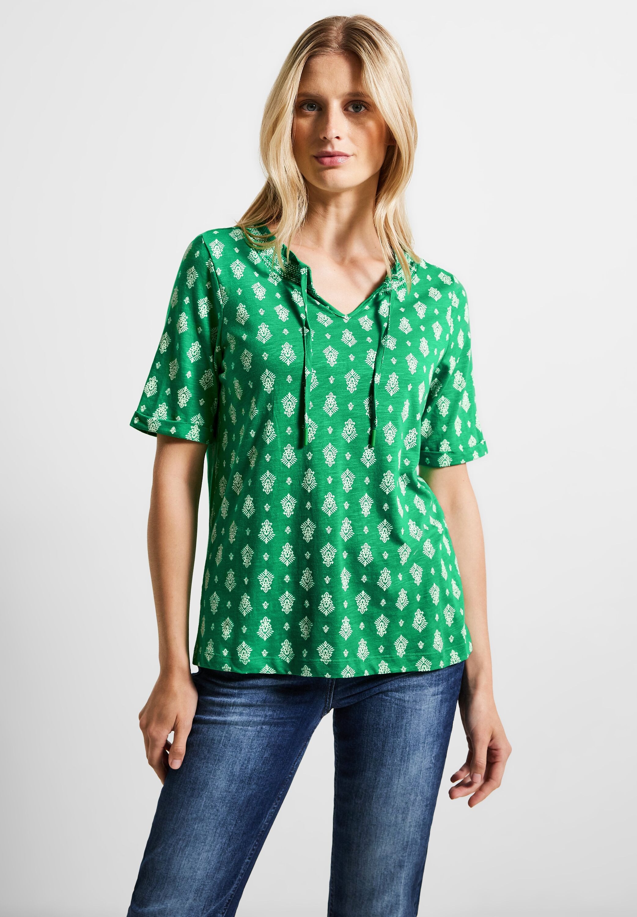Cecil | Materialmix softem T-Shirt, aus BAUR online bestellen