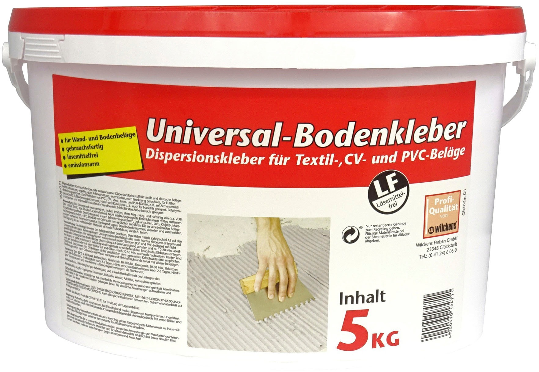 Wilckens Farben Dispersionskleber »Universal Bodenkleber«, zum Verkleben  von PVC-, CV-, Vlies-, Latex- und PUR-Rücken auf Raten | BAUR