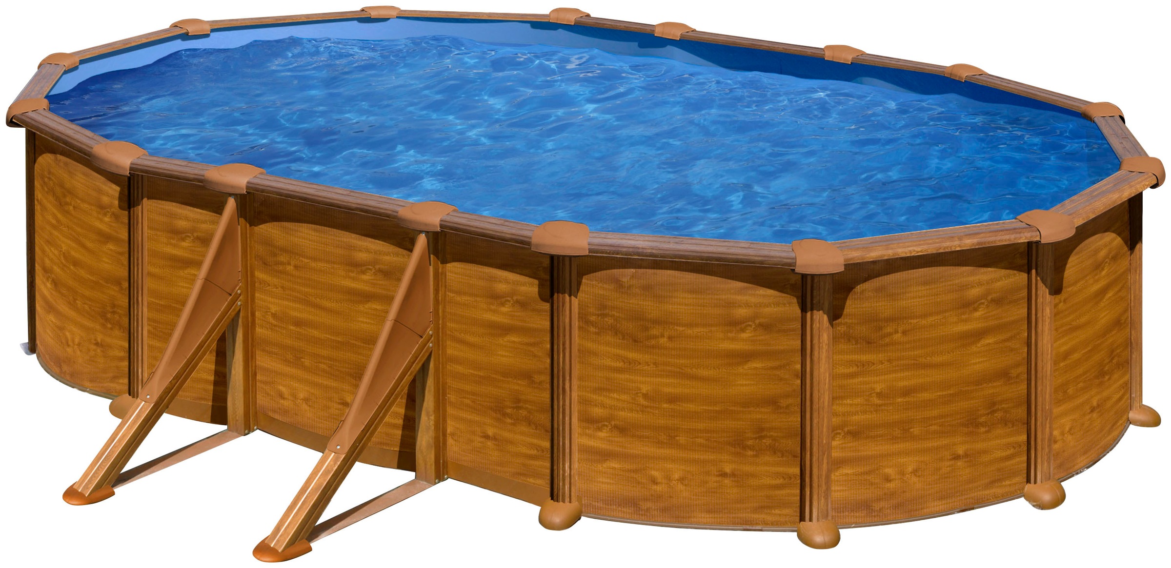 Gre Ovalpool »MAURITIUS«, (Komplett-Set, 5 tlg.), Maße inkl. Stützen 610 x 575 x 132 cm