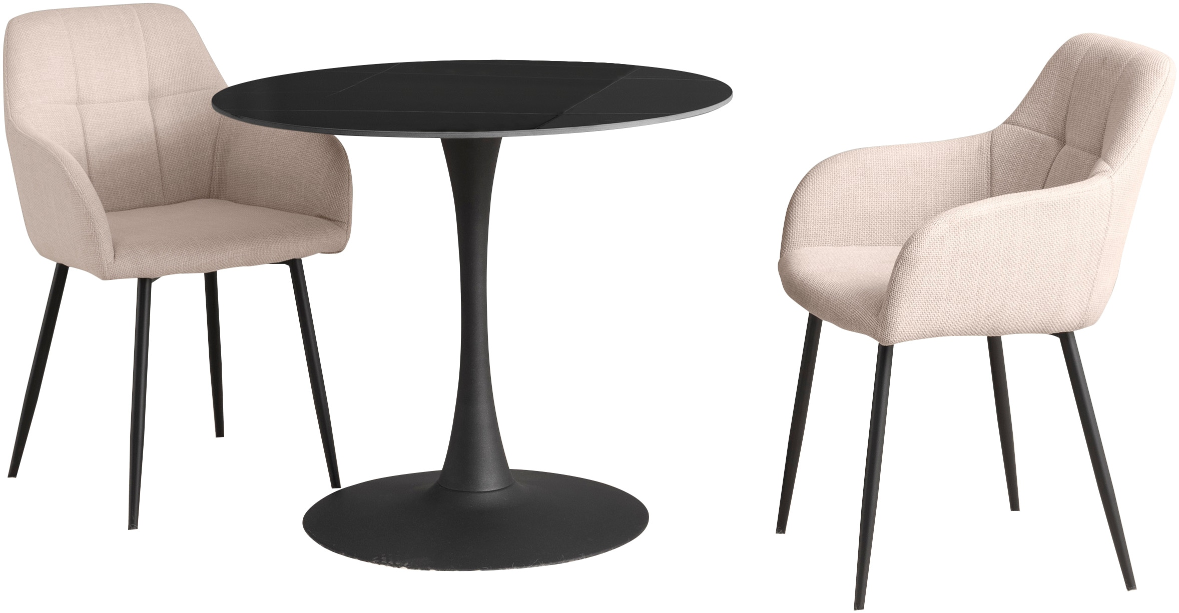 HELA Essgruppe "MOSEL" 3 Stk. tlg. Tisch 90x75 cm, Platte rund, gesinterter günstig online kaufen