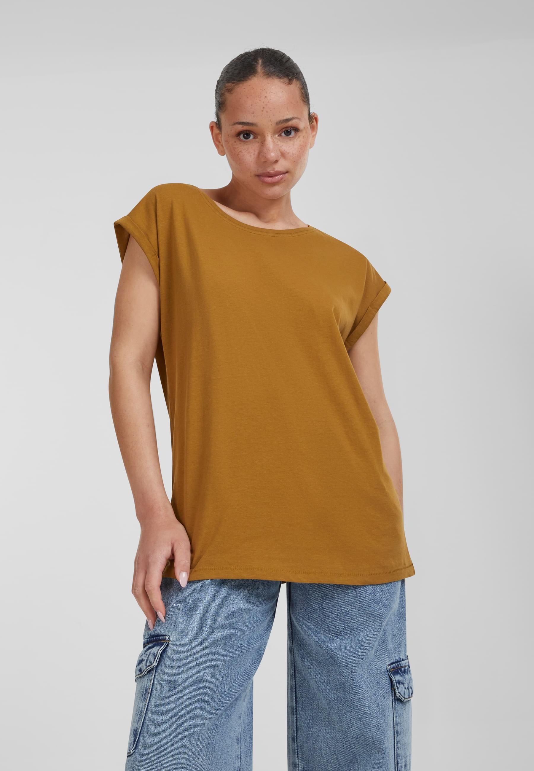 URBAN CLASSICS Kurzarmshirt »Urban Classics Damen Ladies Extended Shoulder Tee«, (1 tlg.)