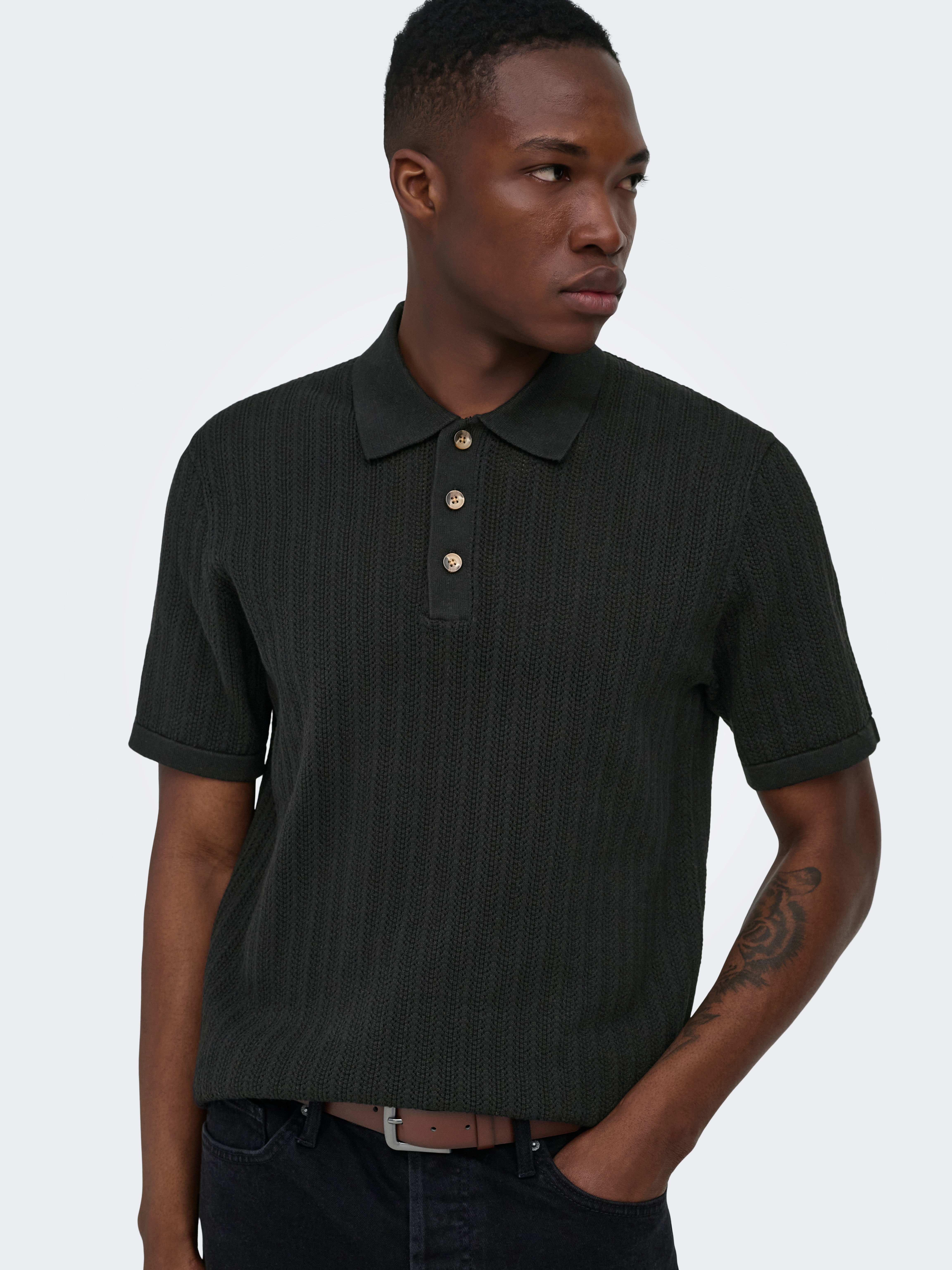 ONLY & SONS Polokragenpullover "ONSMOON REG 12 SS POLO KNIT NOOS" Baumwollmischung, normal geschnitten
