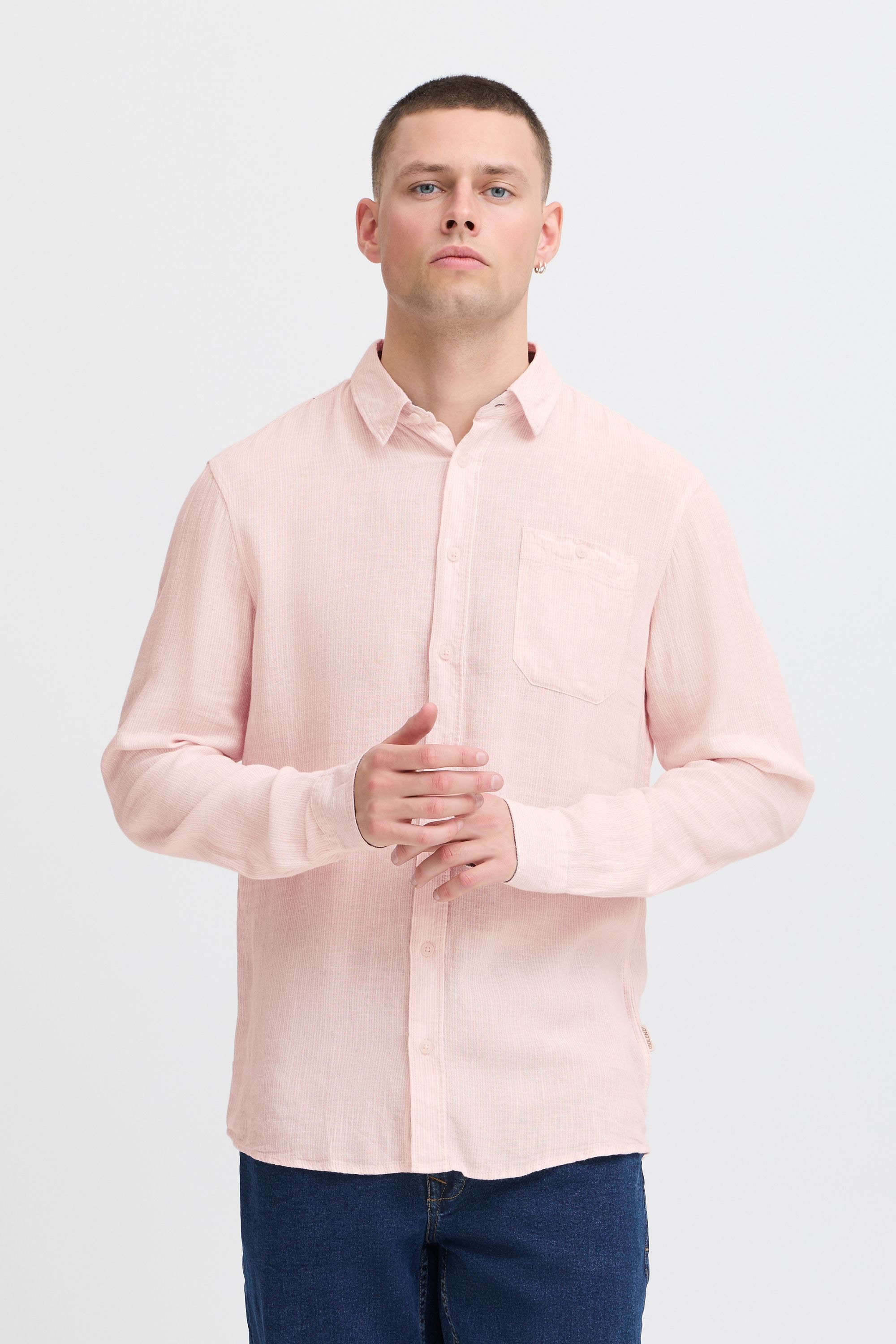 Blend Langarmhemd "BHBobby Shirt stripe", Stilvolles Langarmhemd aus Leinen günstig online kaufen