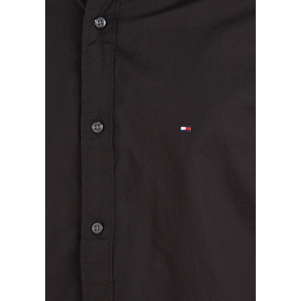 Tommy Hilfiger Langarmhemd »NATURAL SOFT SOLID MAO RF SHIRT«, mit Tommy Hilfiger Markenstreifen innen am Ärmelschlitz